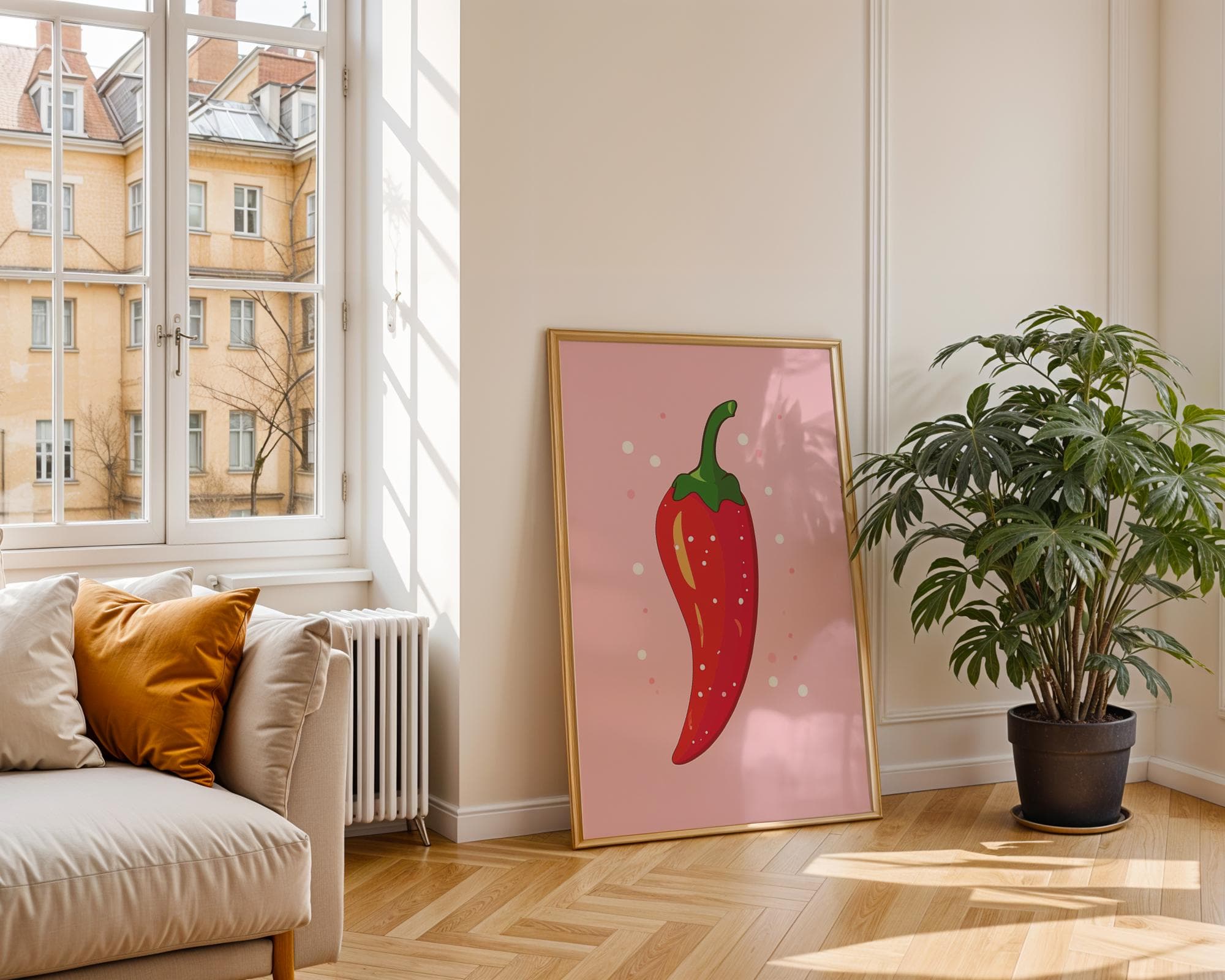 Chili Pepper Wall Art | Vintage Print | Red Hot Chili Pepper Art | Kitchen Decor | Trendy Art | Digital | Pink Wall Decor | PRINTABLE - view 5