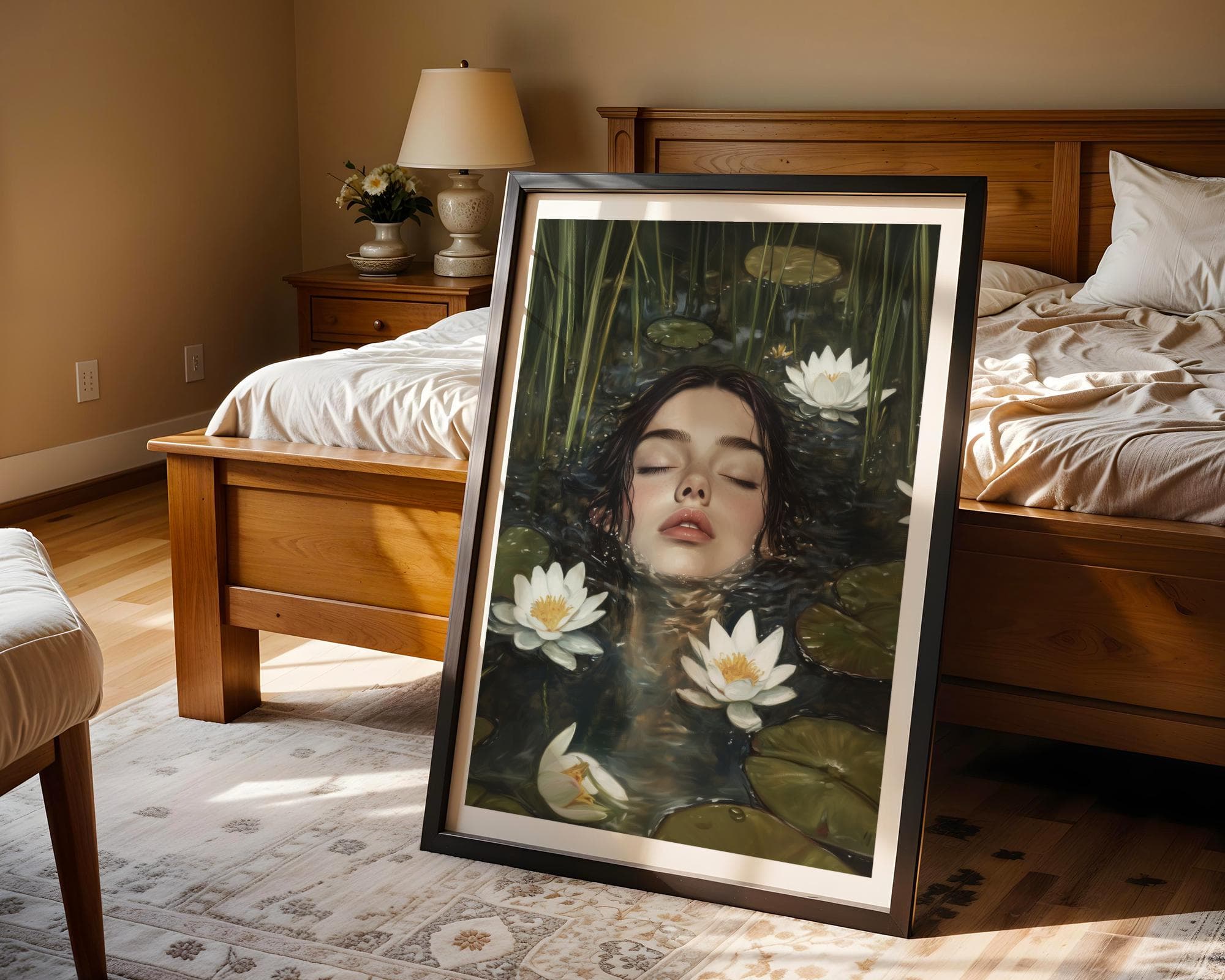 Ophelia Dark Academia Print Victorian Art Gothic Decor Antique Oil Painting Dark Academia Poster Rustic Vintage Wall Art Feminine Wall Art - view 3