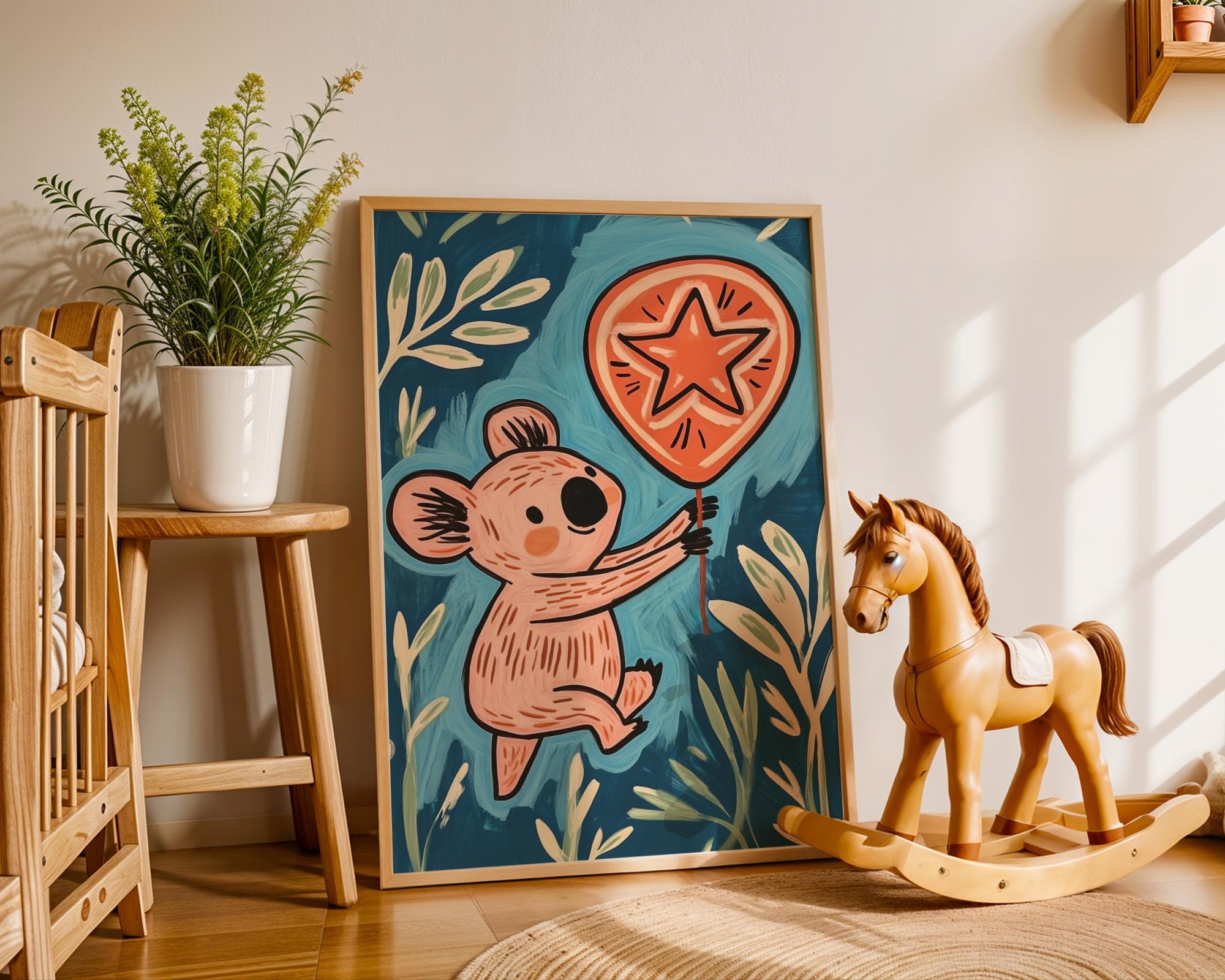 Koala Wall Art, Kids’ Room Decor, Koala Nursery Print, Colorful Wall Art for Kids, Woodland Nursery Print, Digital Download, Koala Poster - view 5