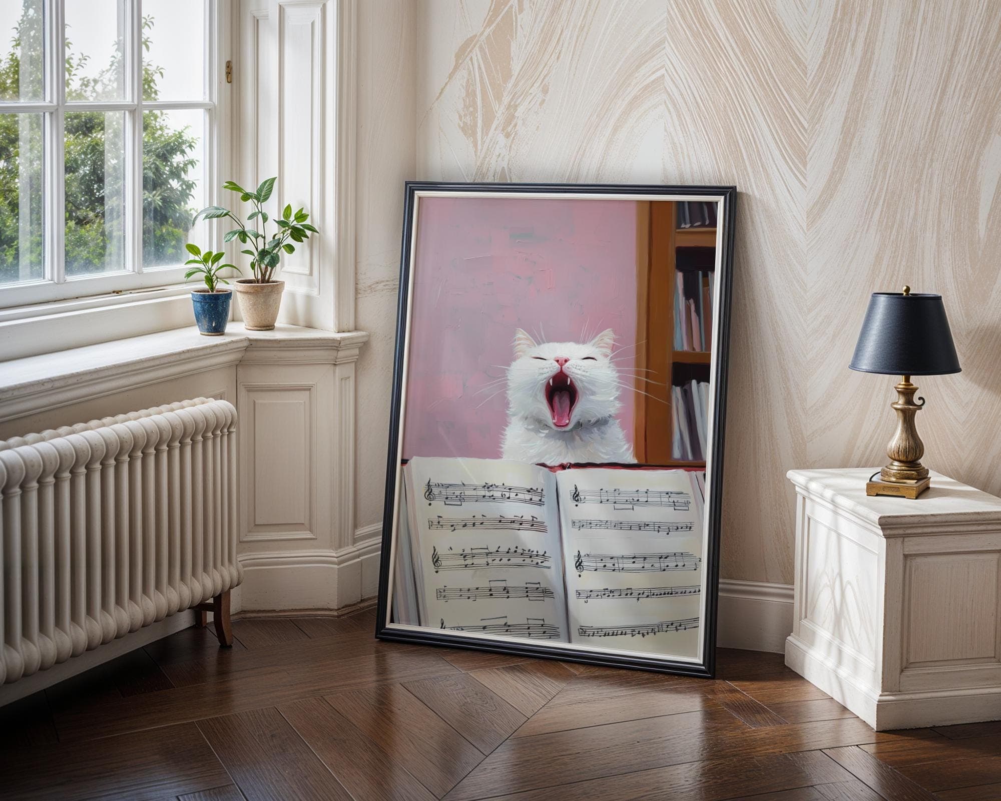 Funny Singing Cat Art, Funny Music Wall Decor, Cat Lover Gift, Music Wall Art, Music Lover Poster, Digital Download, Quirky Home Decor - view 7