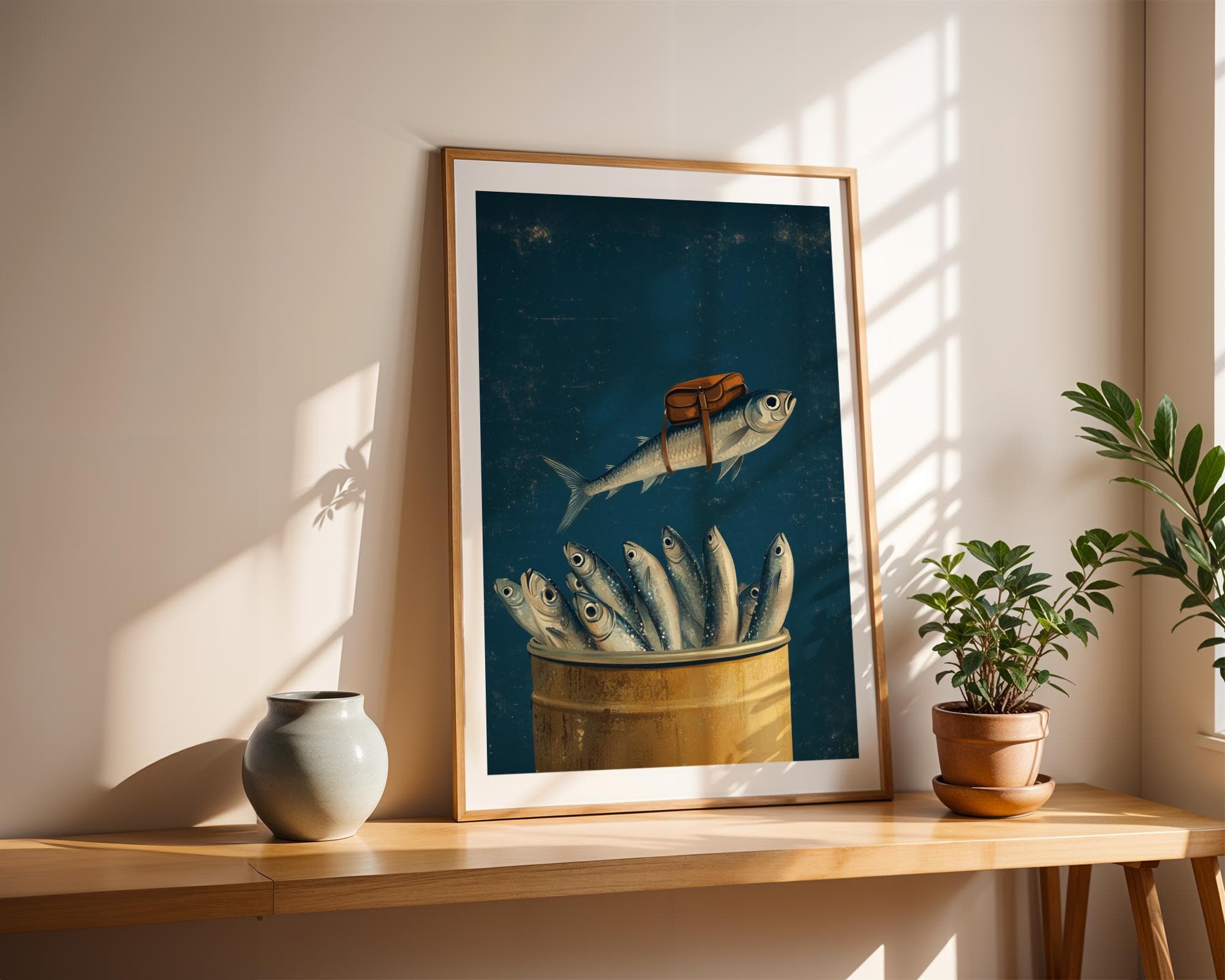 Retro Sardine Tin Wall Art, Quirky Bathroom Wall Art, Tinned Sardines Poster, Sardine Tin Poster, Humorous Sardine Wall Art, Quirky Bathroom - view 6