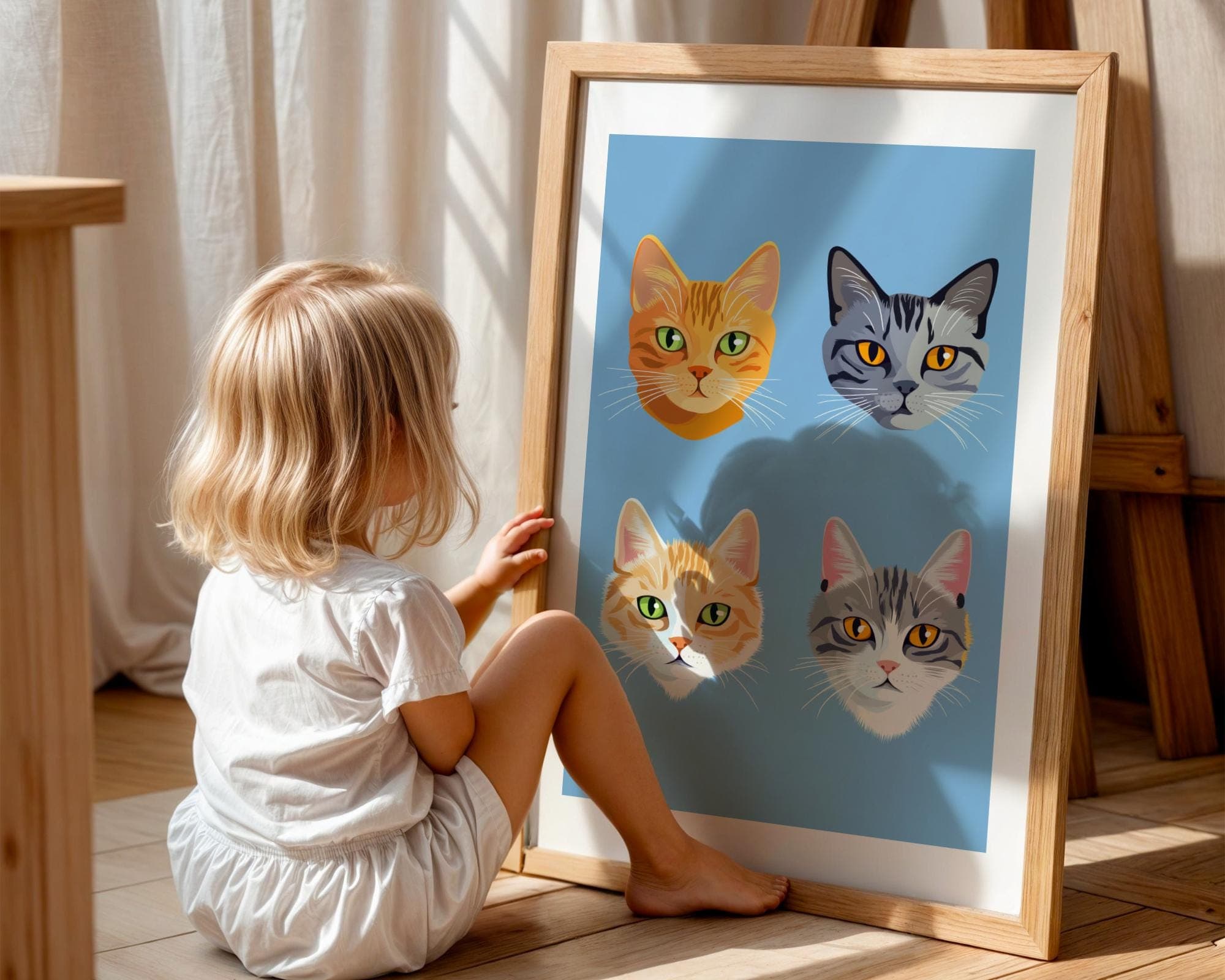 Pop Art Cat Portraits, Cute Cat Faces Wall Print, Unique Cat Wall Art, Pop Art Animal Art, Quirky Cat Decor, Printable Pop Art, Nurserywall - view 4