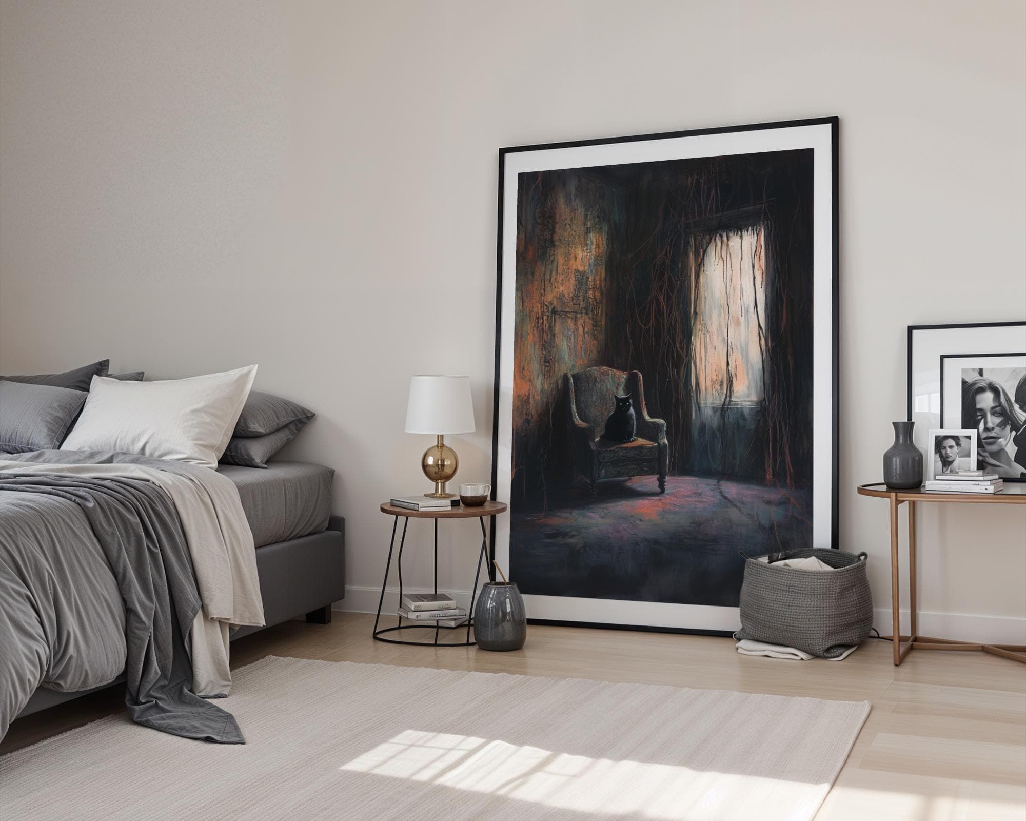 Gothic Black Cat Wall Art, Vintage Black Cat Wall Art, Mystical Cat and Moody Room Art, Moody Wall Art, Moody Digital Wall Art, Cat Poster - view 4