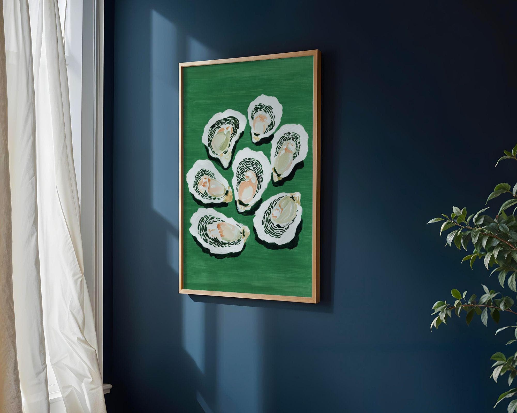 OYSTER Wall Art Print, Coastal Kitchen Decor, Green Oyster Painting, Seafood Wall Art, Oyster Print, Oyster Lover Gift, Oyster Painting - view 6