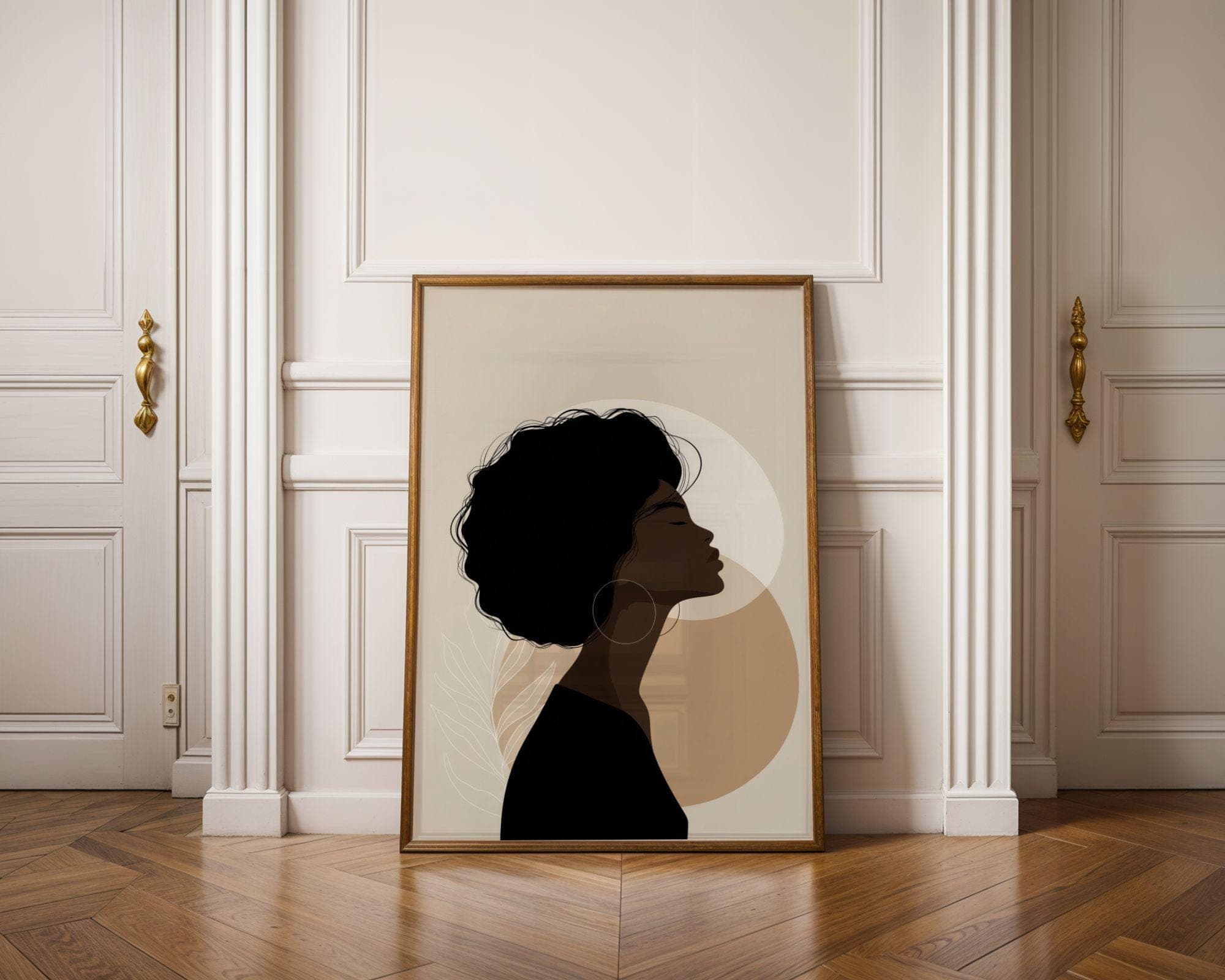 African Girl Printable Wall Art, Black Woman Print, Boho Woman Art, African American Woman Face Art, Black Female Silhouette, Gallery Decor