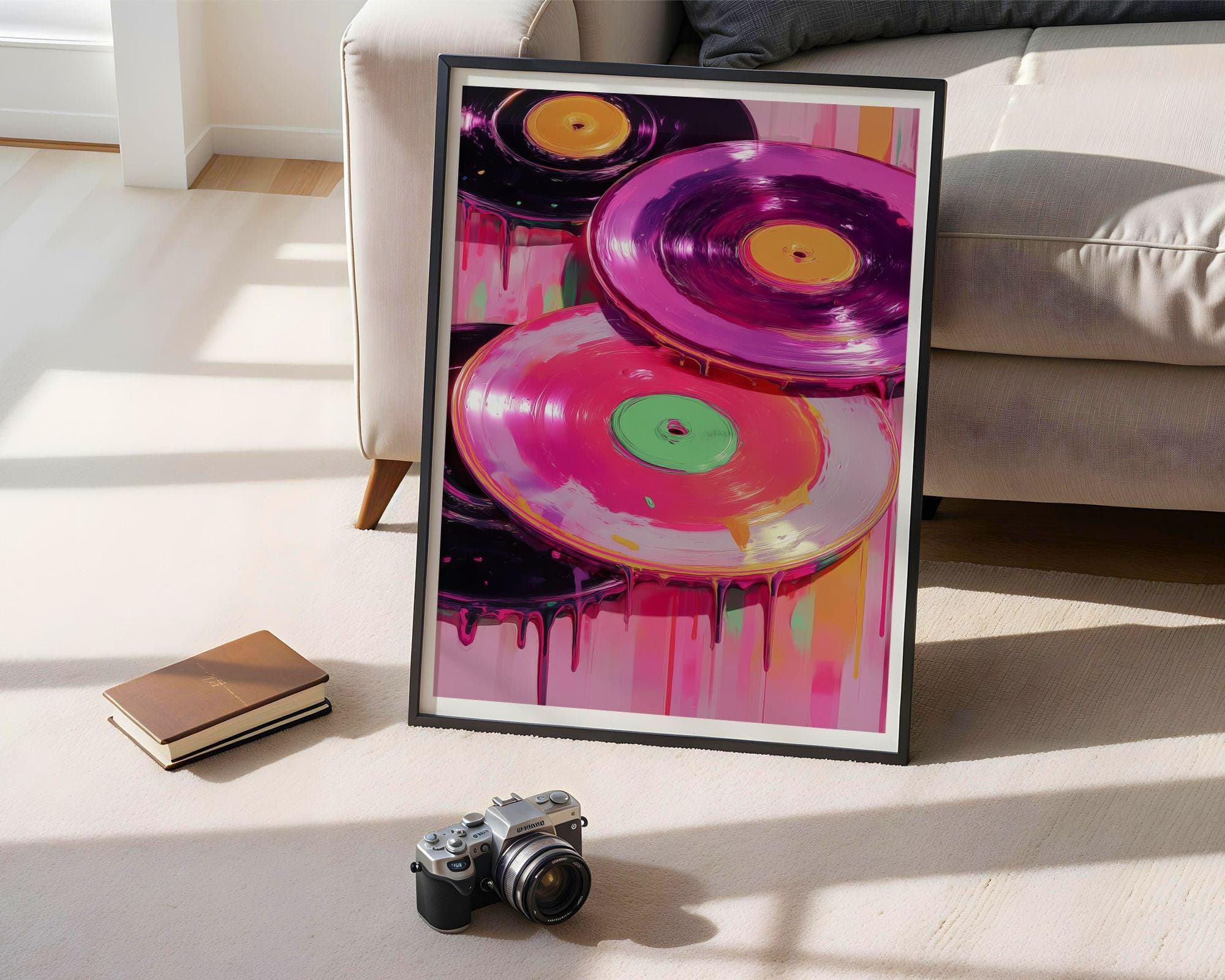 Dripping Vinyl Records Wall Print – Retro Pop Art, Music Lover Wall Art – Retro Vinyl Decor Print, Music Room Decor – Music Lover Gift Print - view 7