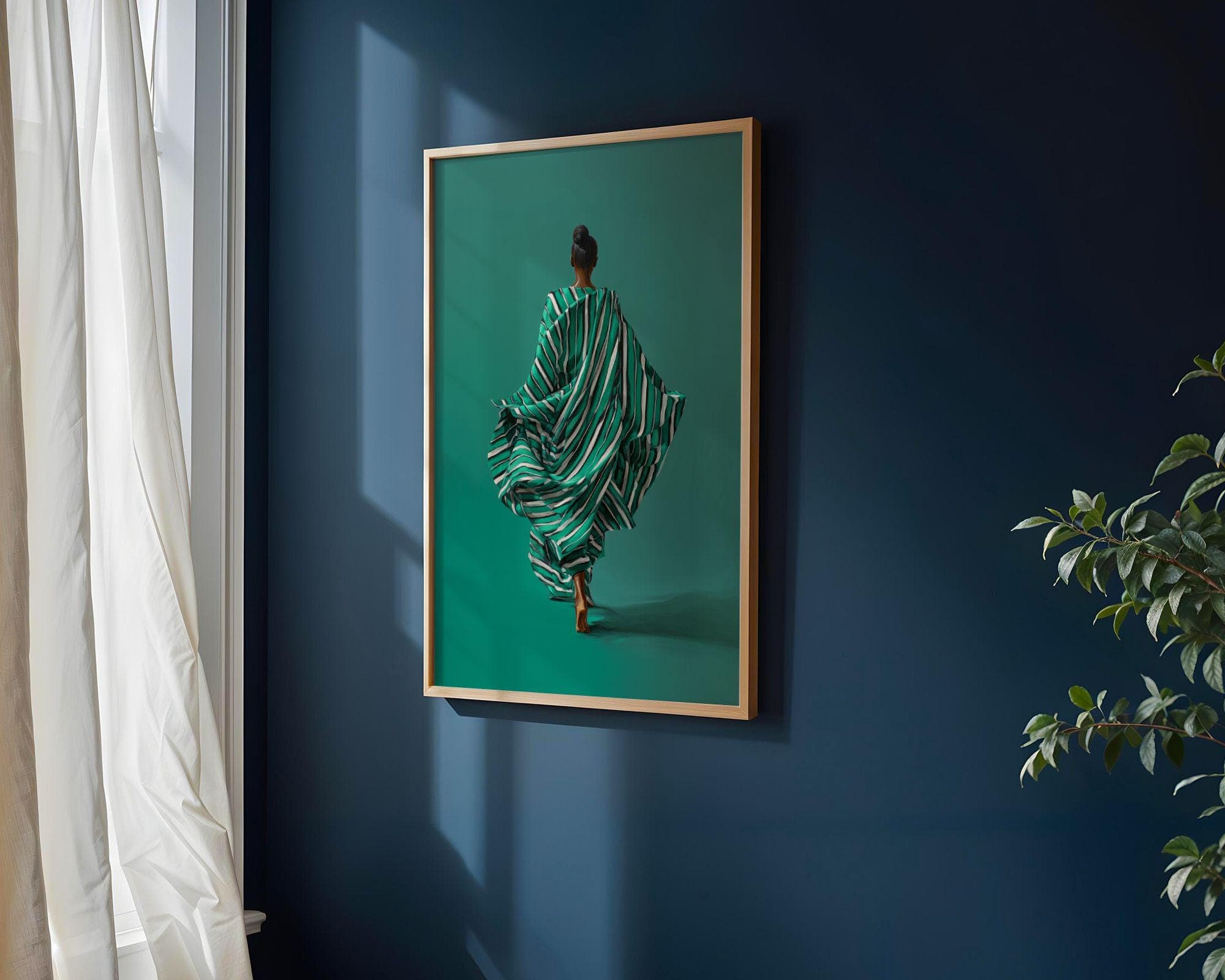 Black Woman Wall Art, Emerald Green Wall Art, African American Wall Art, Modern Green Portrait, Fashion Portrait, Gallery Wall Art, Digital - view 2