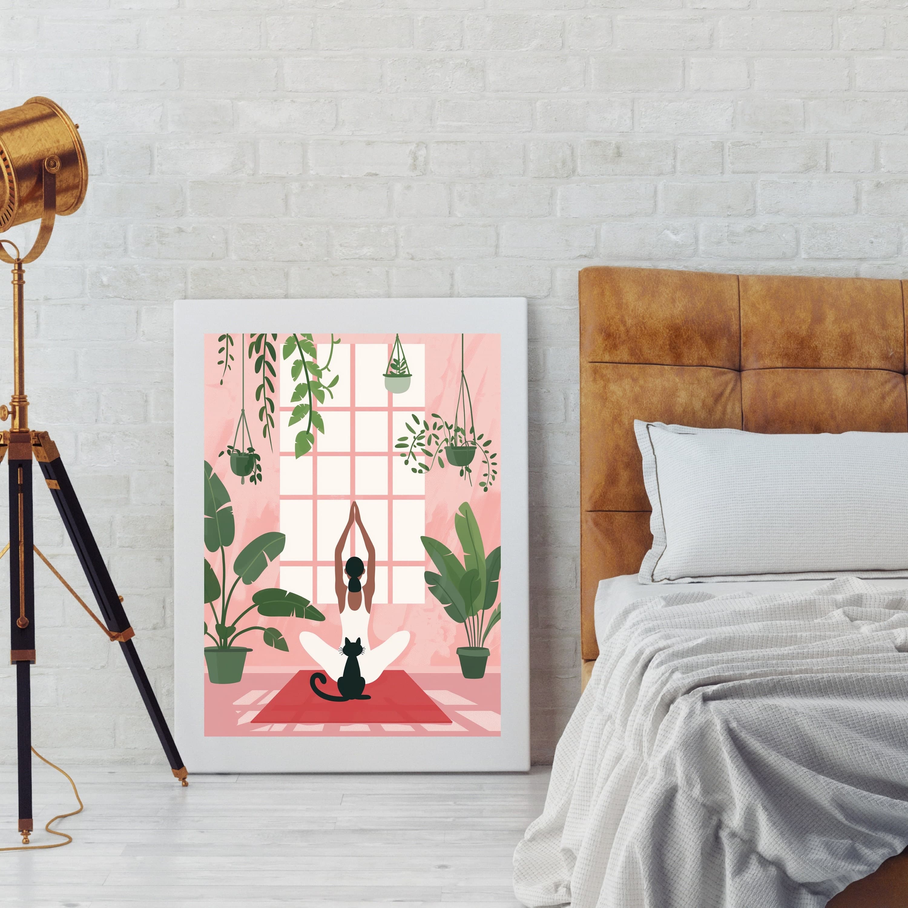 Yoga Cat and Woman Print, Cat Yoga Print, Black Cat Art, Yoga Room Decor, Yoga Lover,Serene Yoga Meditation Art Print, International Cat Day - view 6