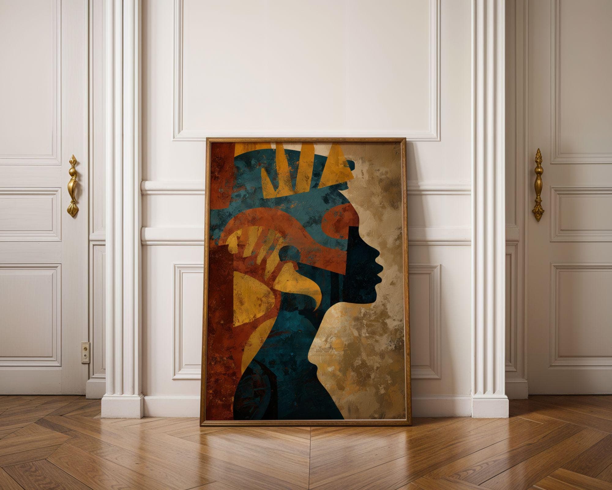 Afrocentric Abstract Wall Art, African American Wall Art, Black Woman Wall Art, Modern Afrocentric Canvas, Cultural Home Decor, Digital Art