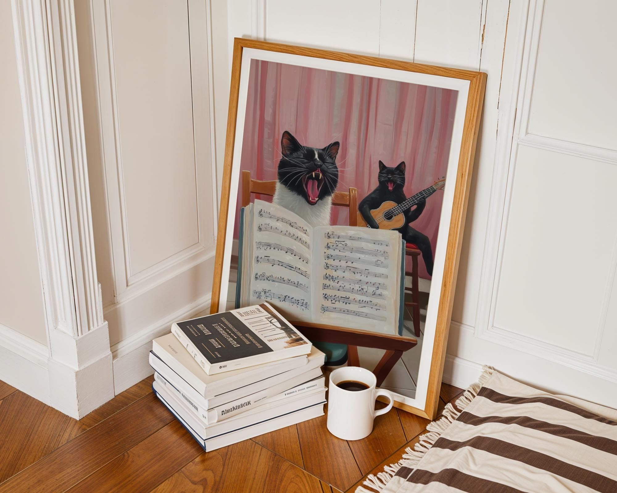 Funny Singing Cats Wall Art, Music Lover Decor, Cute Cat Poster, Opera Cat and Guitar Art, Cat Lover Gift, Quirky Home Decor, Dopamine Print - view 6