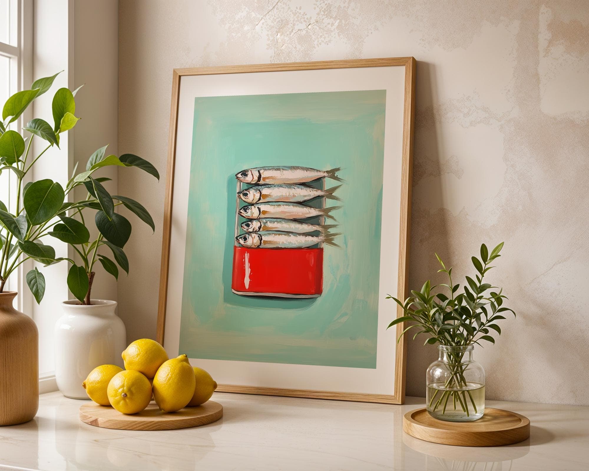 Sardines Painting, Sardine Print, Vintage Fish Wall Art, Vintage Sardine Tin Poster, Seafood Kitchen Print, Nautical Wall Art, Printable Art - view 2