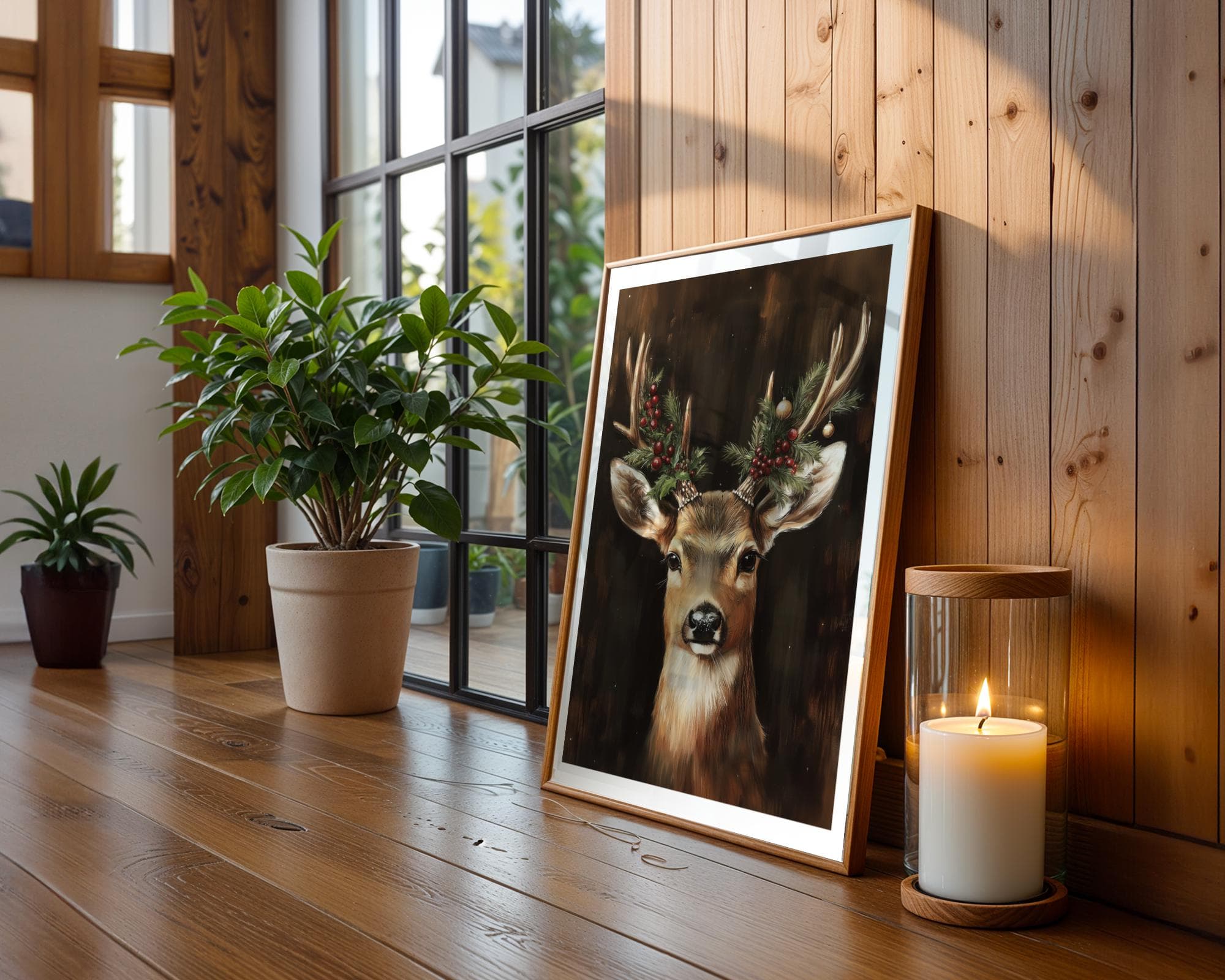 Christmas Reindeer Print, Vintage Deer Print, Farmhouse Decor, Winter Wall Art, Christmas Festive Decor, Digital Download, Deer Poster - view 7