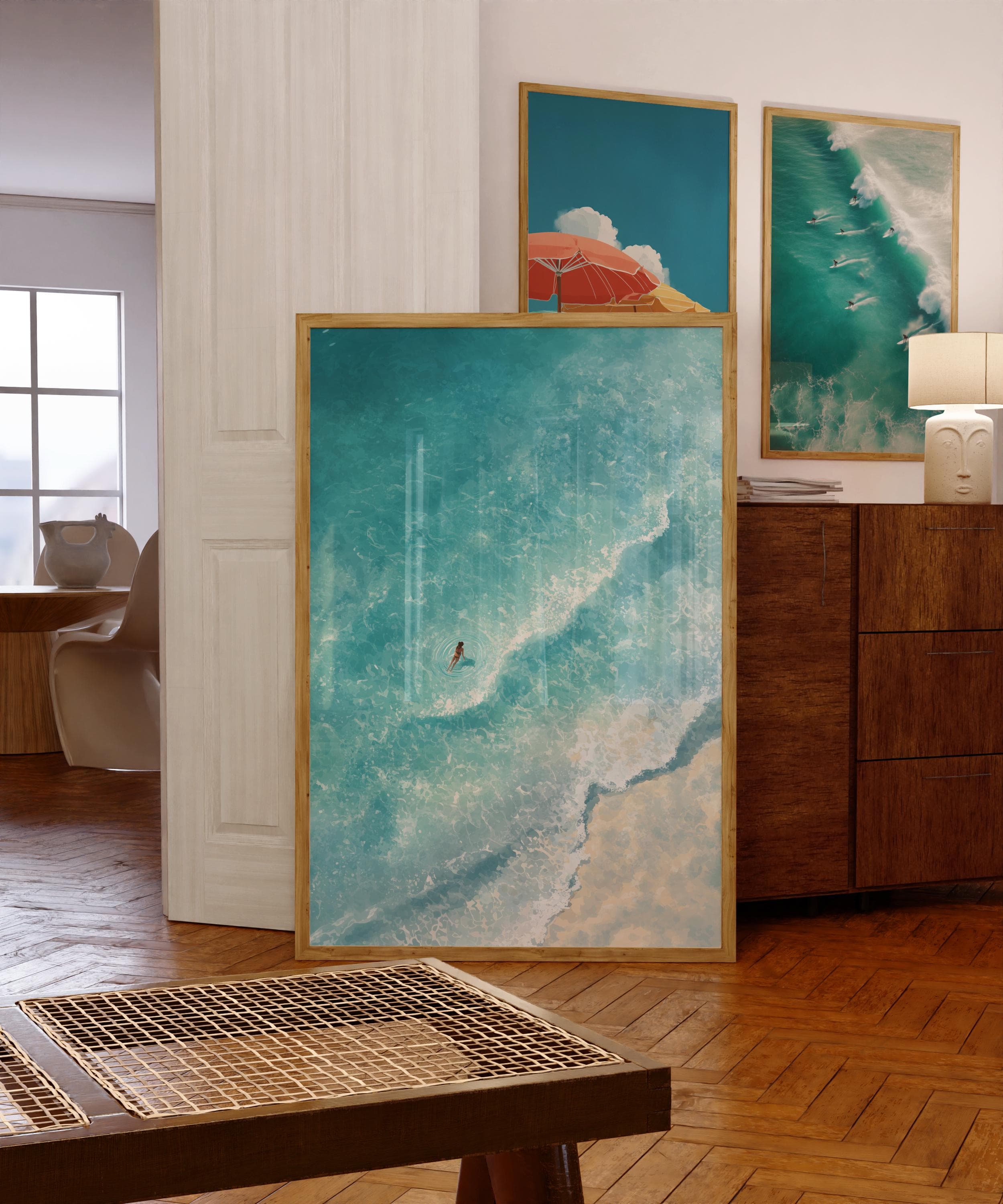 Ocean Wave Wall Art, Beach Aerial Coastal Print, Modern Coastal Wall Decor, Summer Ocean Art, Digital Download, Aerial Beach Painting