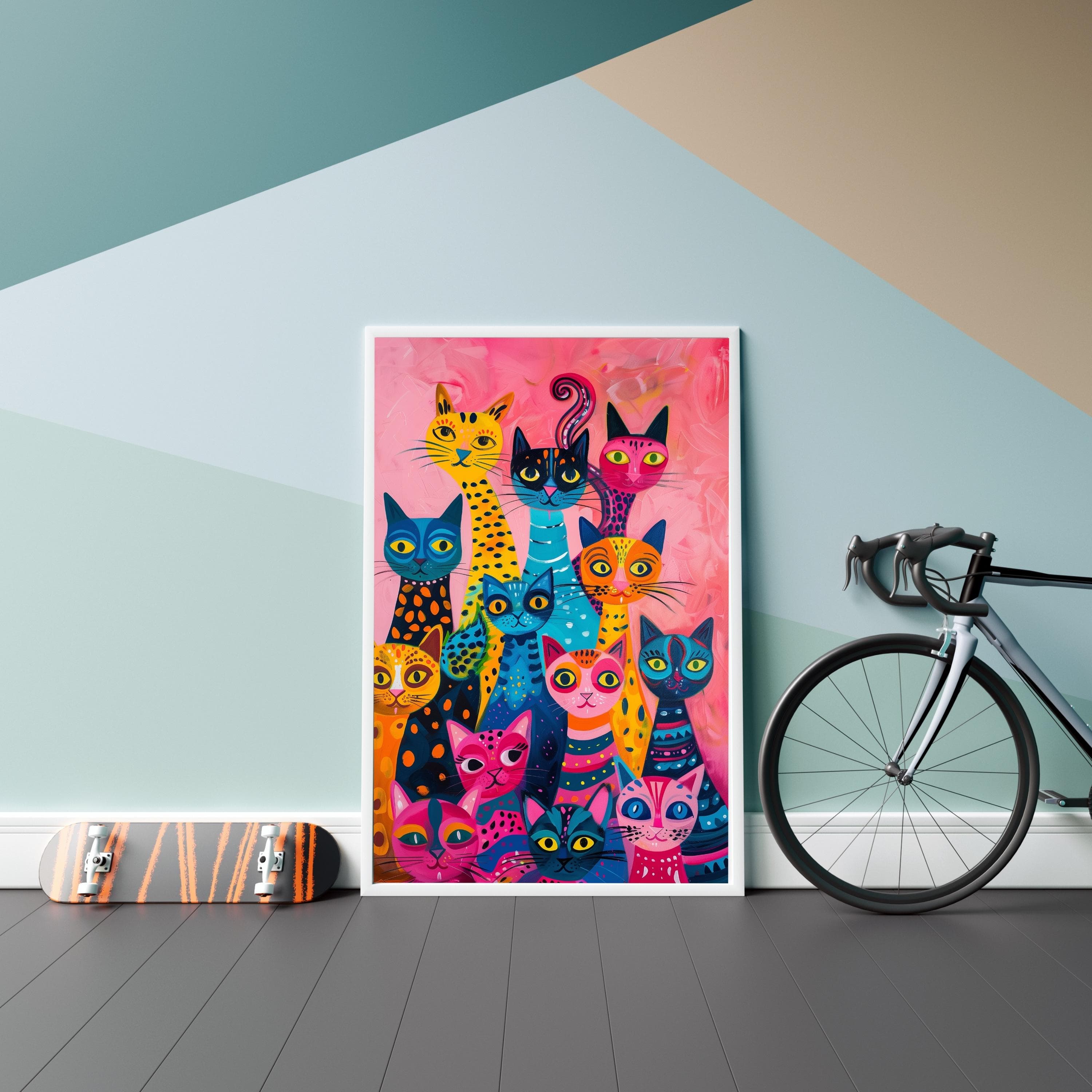 Cat Poster, Preppy Room Decor, Maximalist Wall Art, Pink Kitsch Aesthetic, Dopamine Decor, Printable Wall Art, Trendy Cute Apartment Decor - view 3