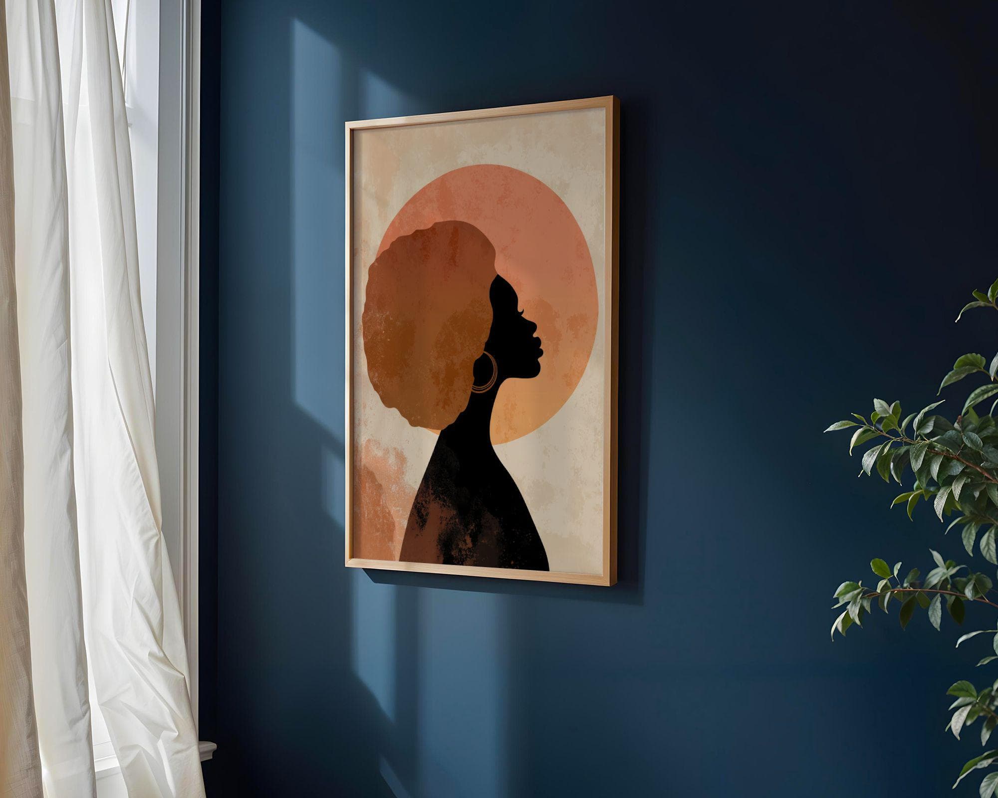 African American Wall Art, Minimalist Portrait Print, Afrocentric Wall Decor, Terracotta Portrait Art, Black Female Silhouette Art - view 3