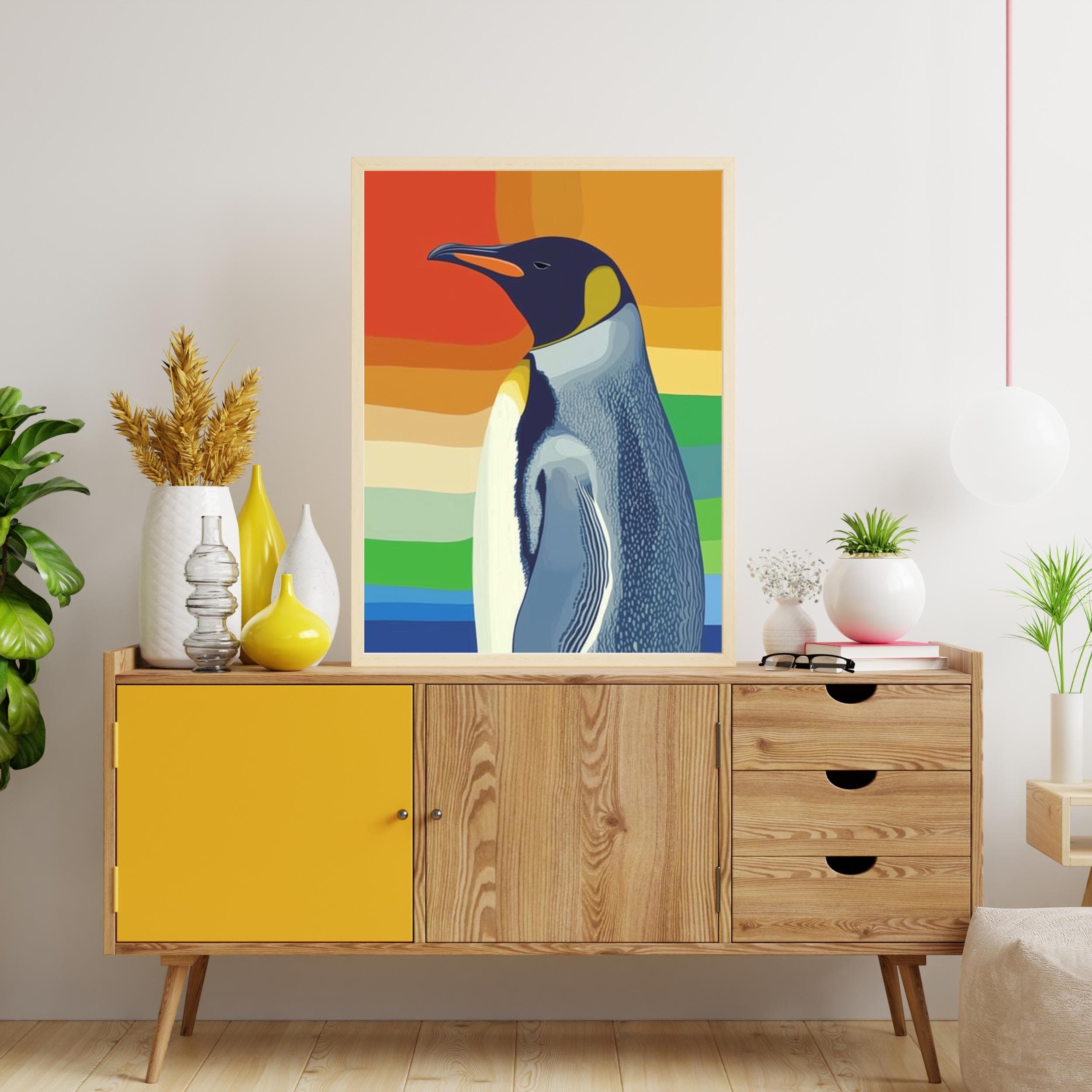 Colorful Penguin Poster, Wall Art for the Animal Lover, Aesthetic Prints, Digital Animal Printable Art, Maximalist Penguin Wall Art - view 7