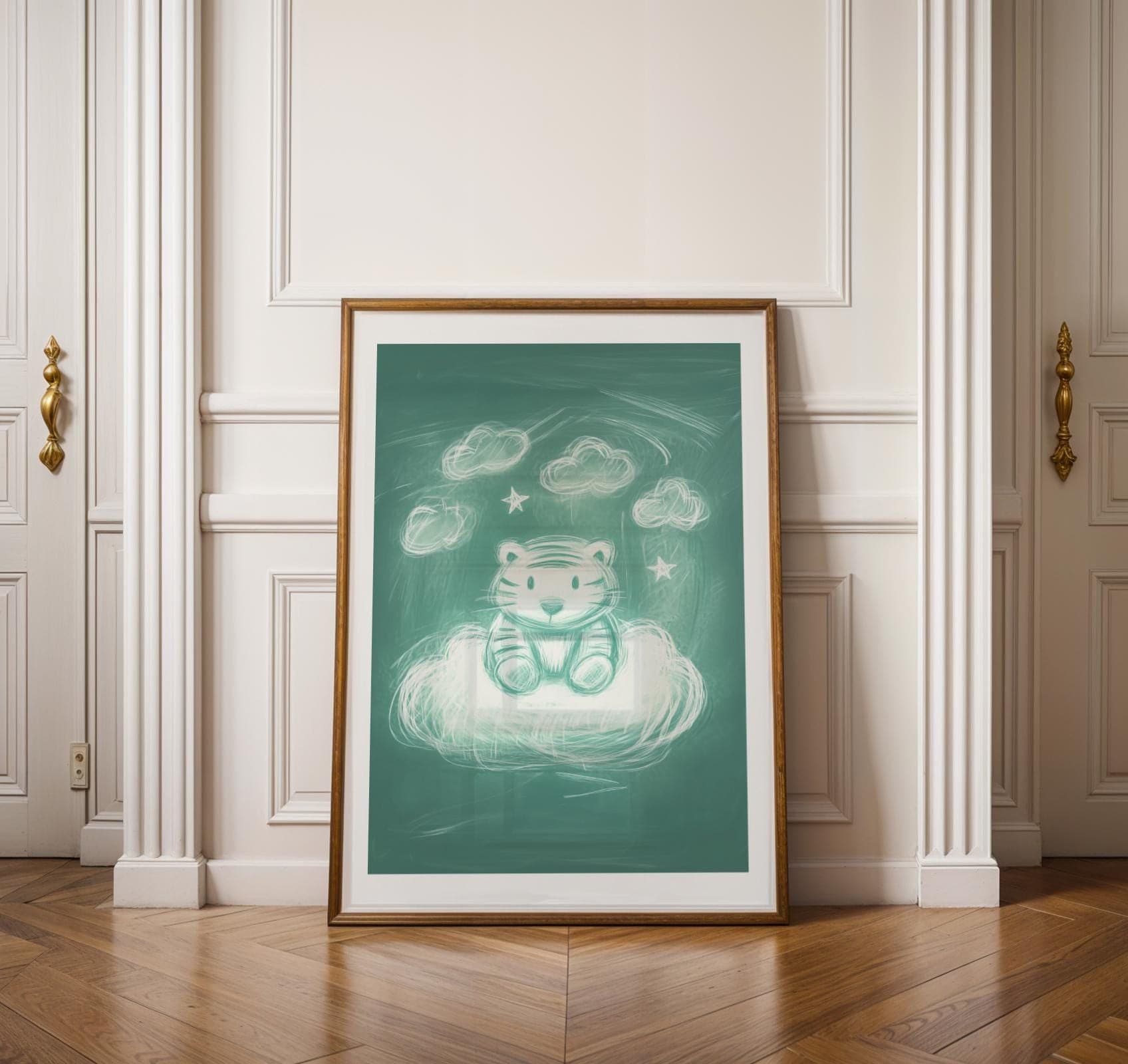 Chalkboard Tiger Nursery Wall Art, Baby Tiger Wall Art, Cute Baby Room Decor, Tiger Kids Room Poster, Printable Baby Tiger Art, UNFRAMED