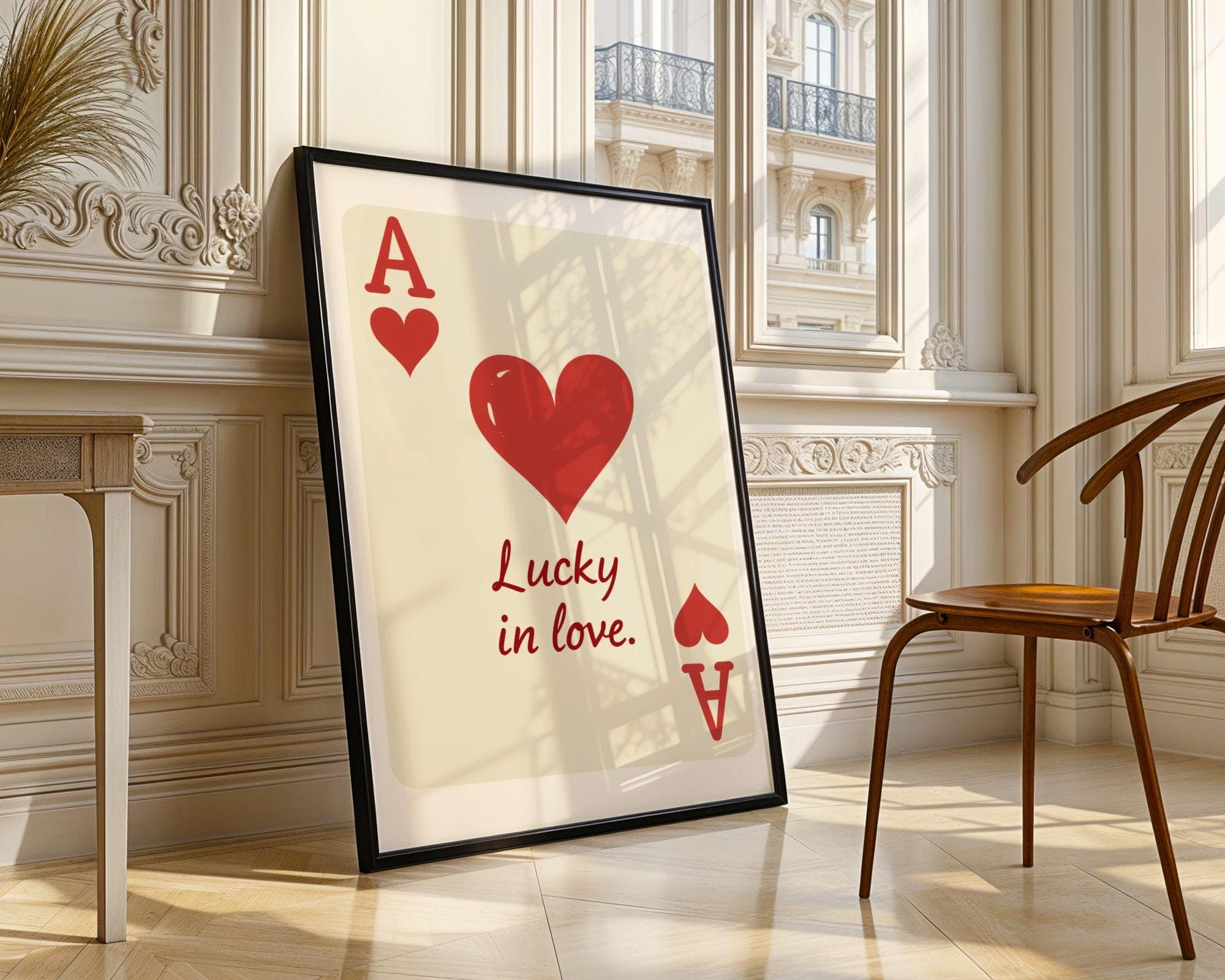 Lucky in Love Wall Decor, Ace of Hearts, Valentine's Gift, , Ace of Hearts Print, Playing Card Poster, Trendy Maximalist Wall Art - view 4