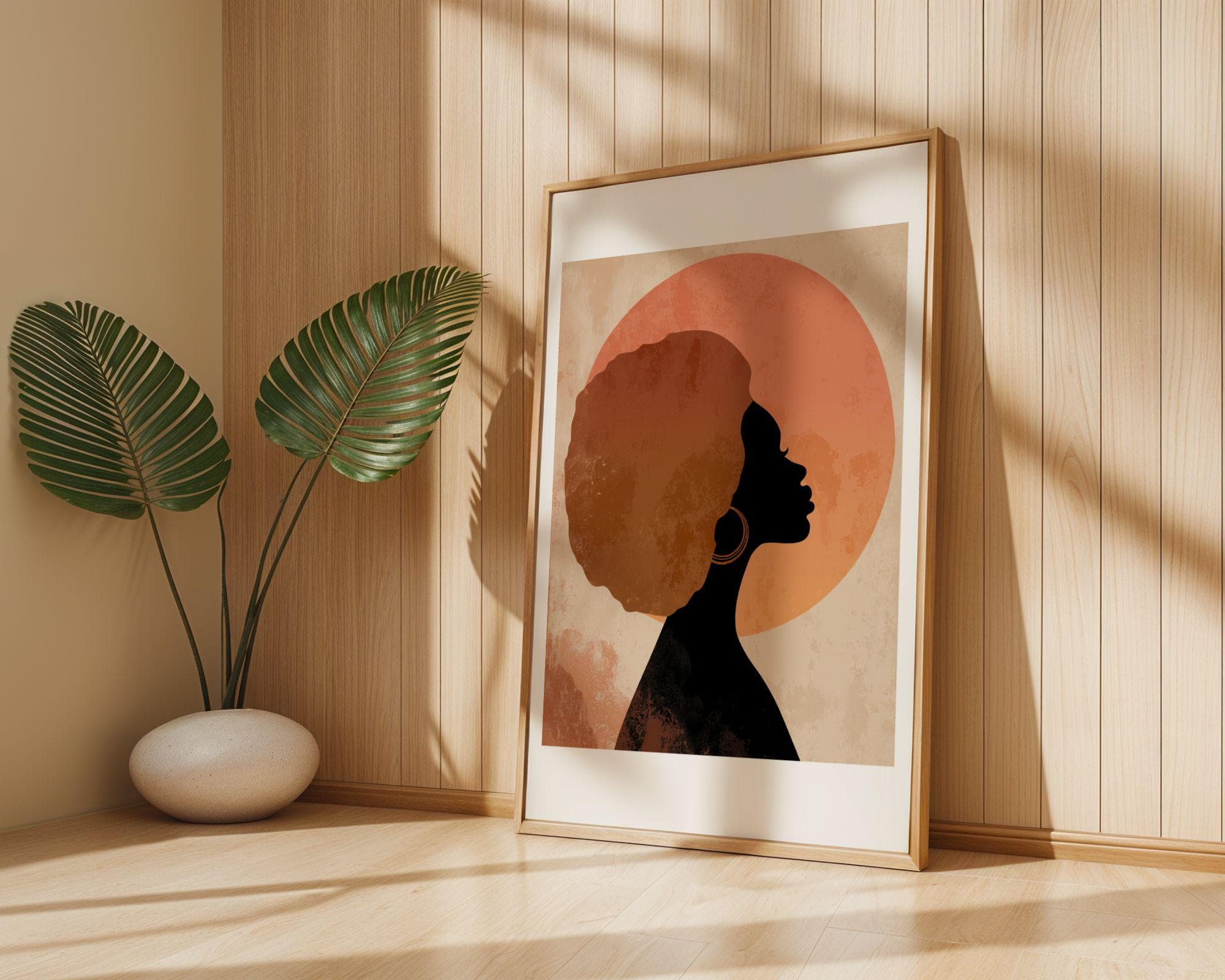 African American Wall Art, Minimalist Portrait Print, Afrocentric Wall Decor, Terracotta Portrait Art, Black Female Silhouette Art - view 5
