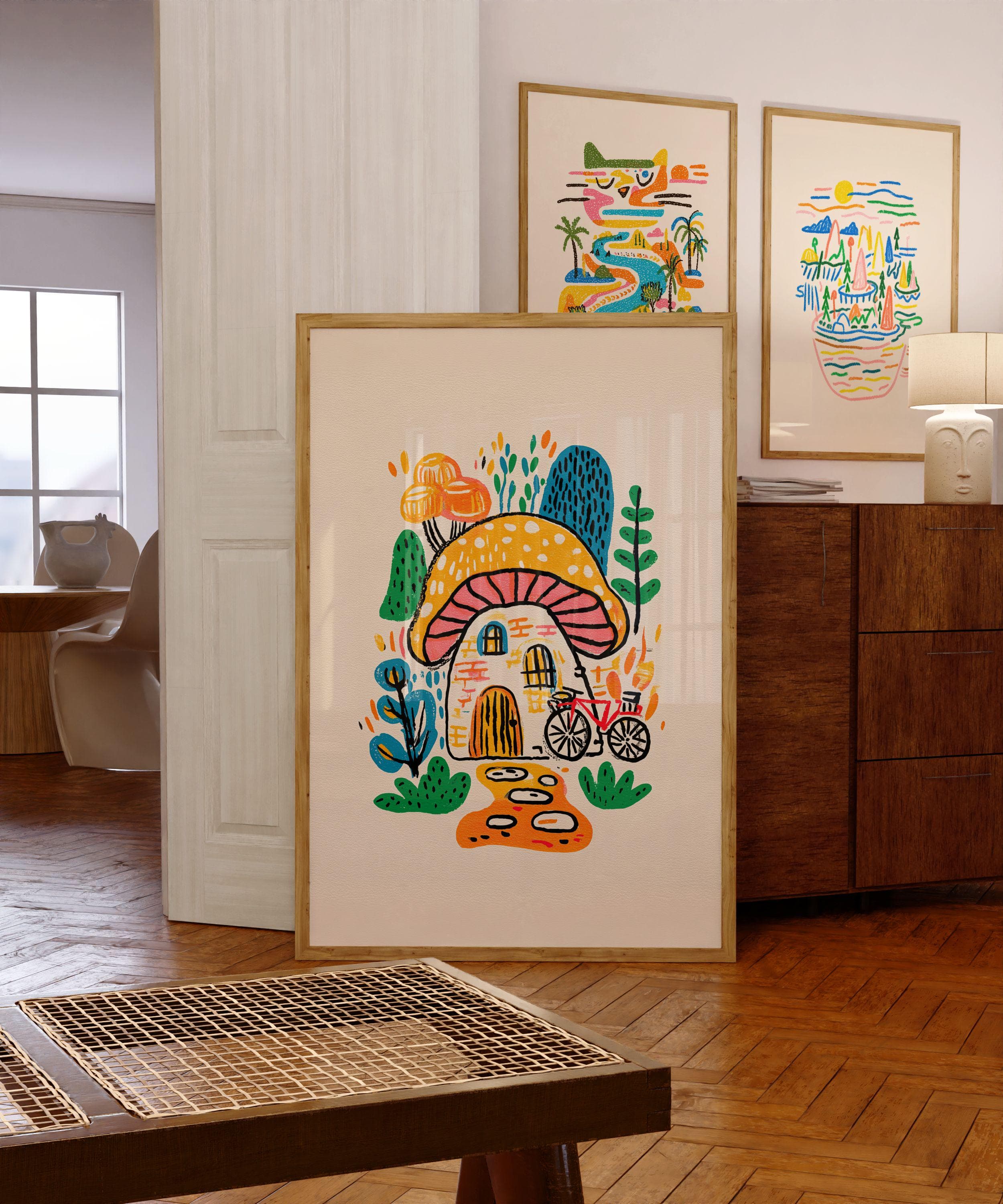 Whimsical Mushroom House Print – Cottagecore Fairy Tale Wall Art (Digital Download)