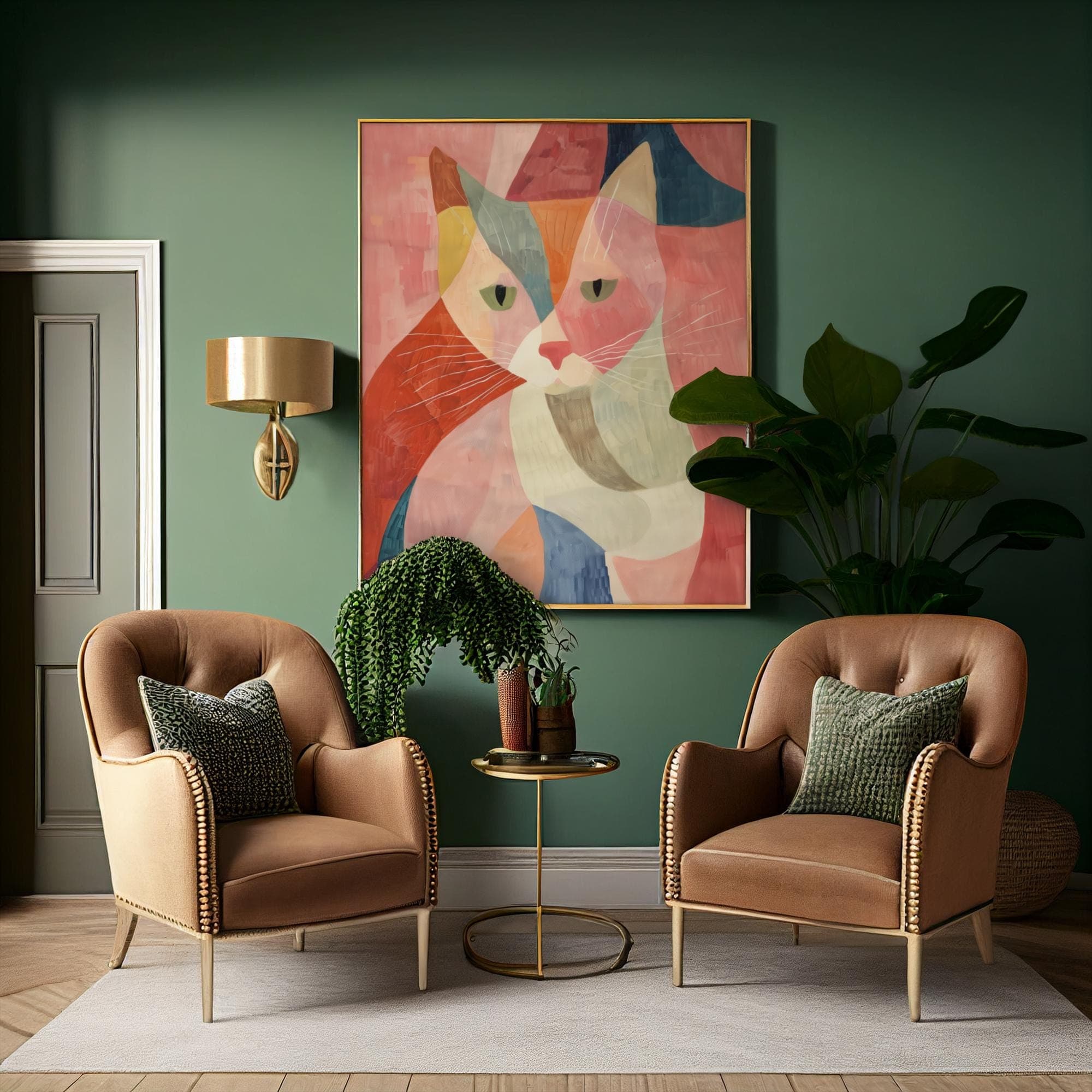 Maximalist Cat Print, Preppy Dorm Decor, Dopamine Decor,Wall Art Trendy, Colorful Animal Print, Aesthetic Apartment Decor, Printable Cat Art - view 5