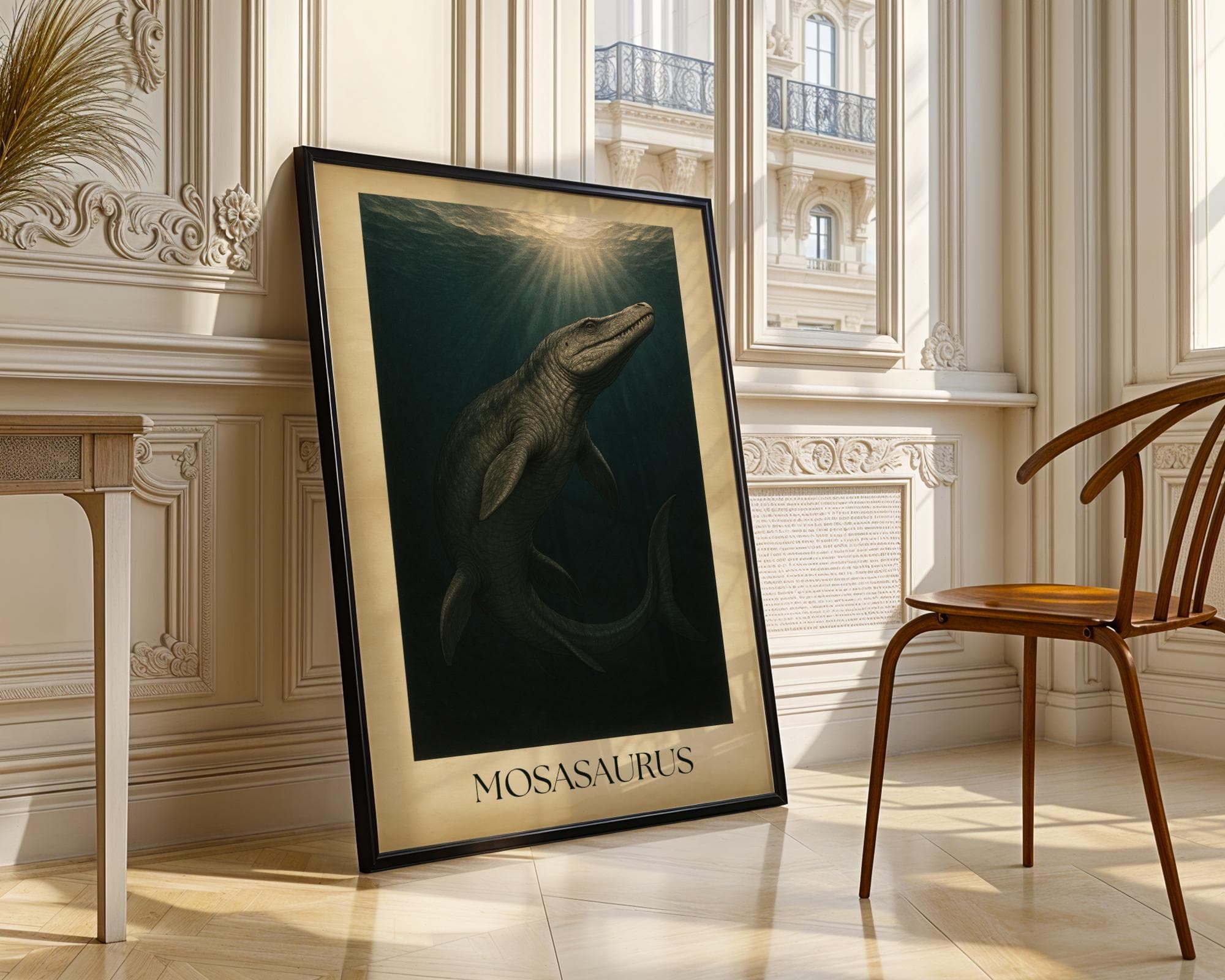 Mosasaurus Dinosaur Poster Print, Vintage Deep Sea Prehistoric Animal Wall Art, Vintage Mosasaurus Print,Mosasaurus Art Print,Dark Art Print - view 5
