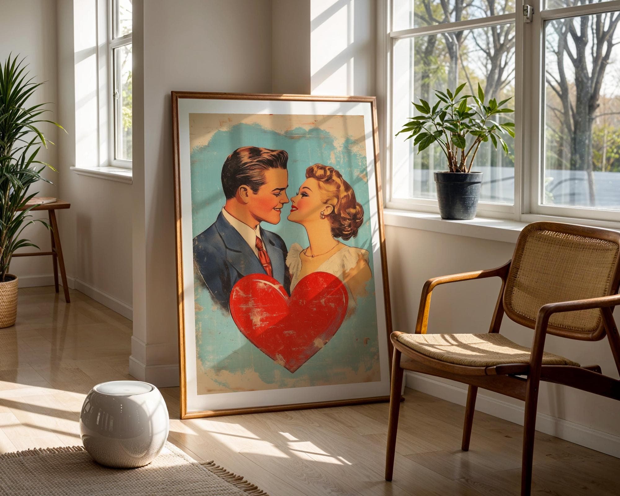 Vintage Couple Wall Art, Vintage Digital Wall Art, Printable Romantic Couple Wall Art, Love Wall Art, Couple Painting, Hugging Couple Print - view 7