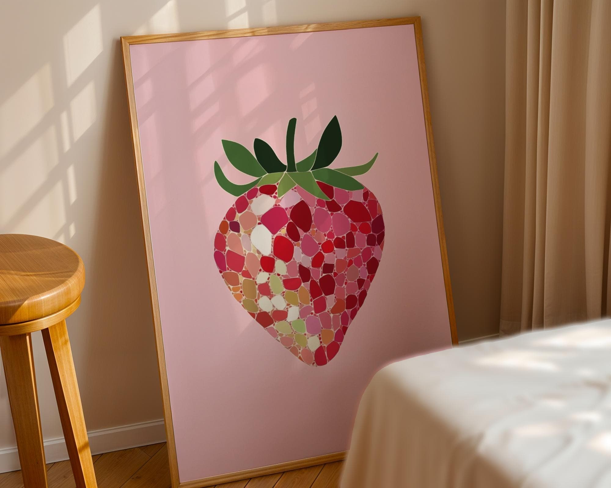 Pink Disco Strawberries Art Print | Wall Art Poster | Pink Kitchen Decor, Preppy | Trendy | Kitchen Decor | Digital PRINTABLE, UNFRAMED Art - view 7