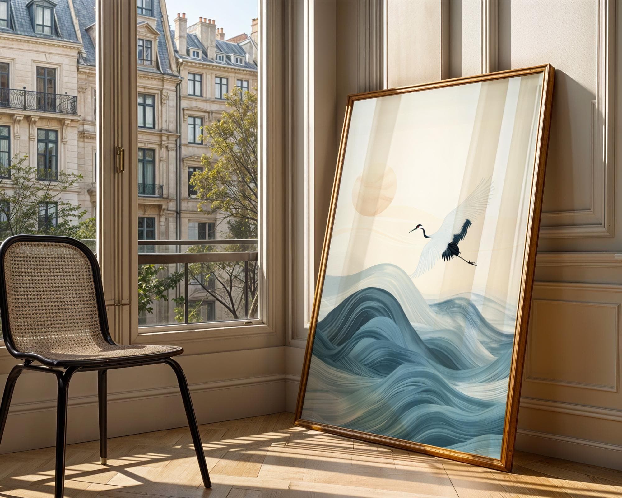 Japanese Crane Wall Art, Japanese Wall Art, Wabi Sabi Wall Art, Blue Waves Japandi Wall Art Print, Printable Wall Art, Zen Wall Hanging - view 4