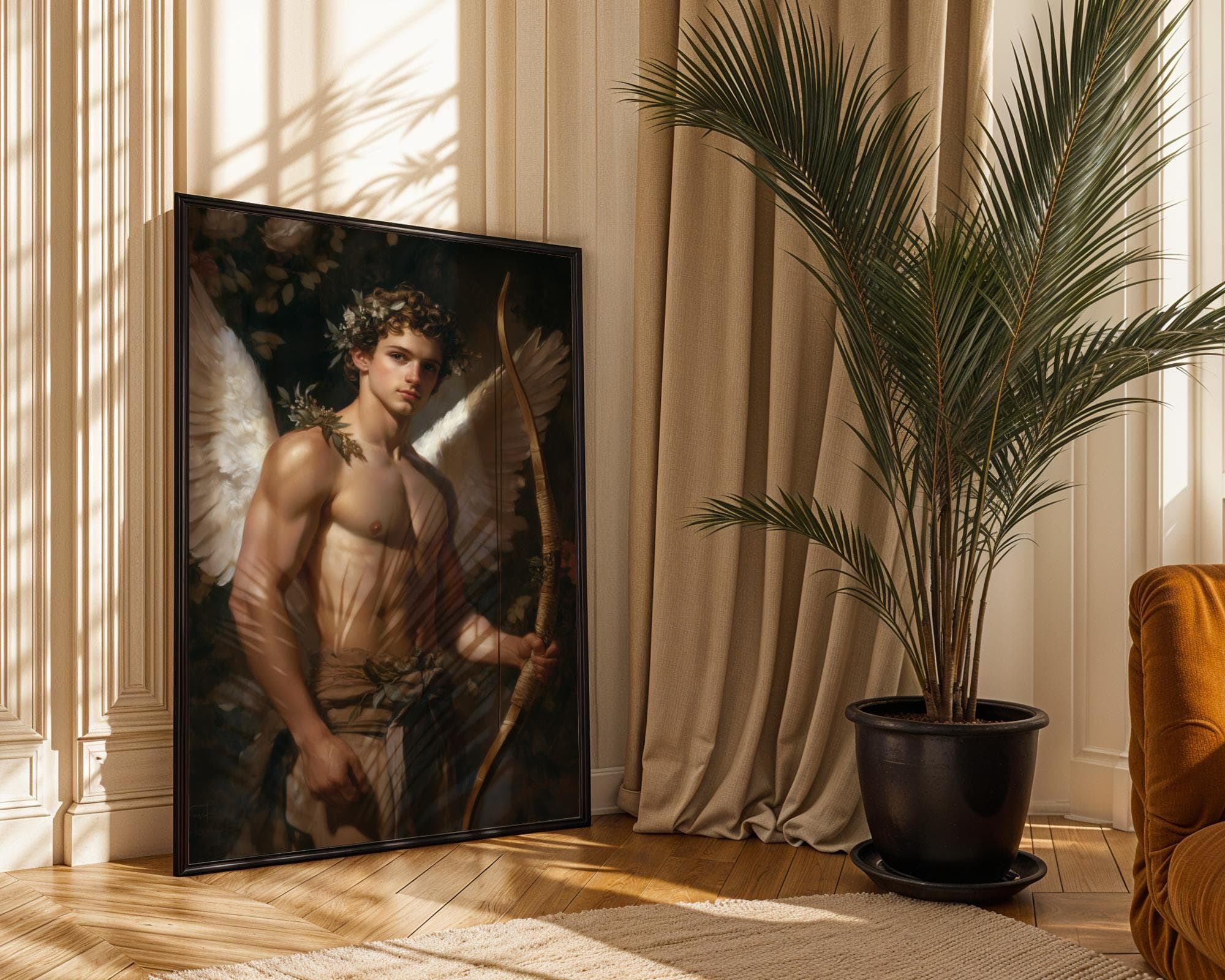 Victorian Angel Wall Decor, Classical Cupid Digital Artwork, Classical Angel Wall Art, Angelic Wall Decor Print, Victorian Digital Painting - view 2