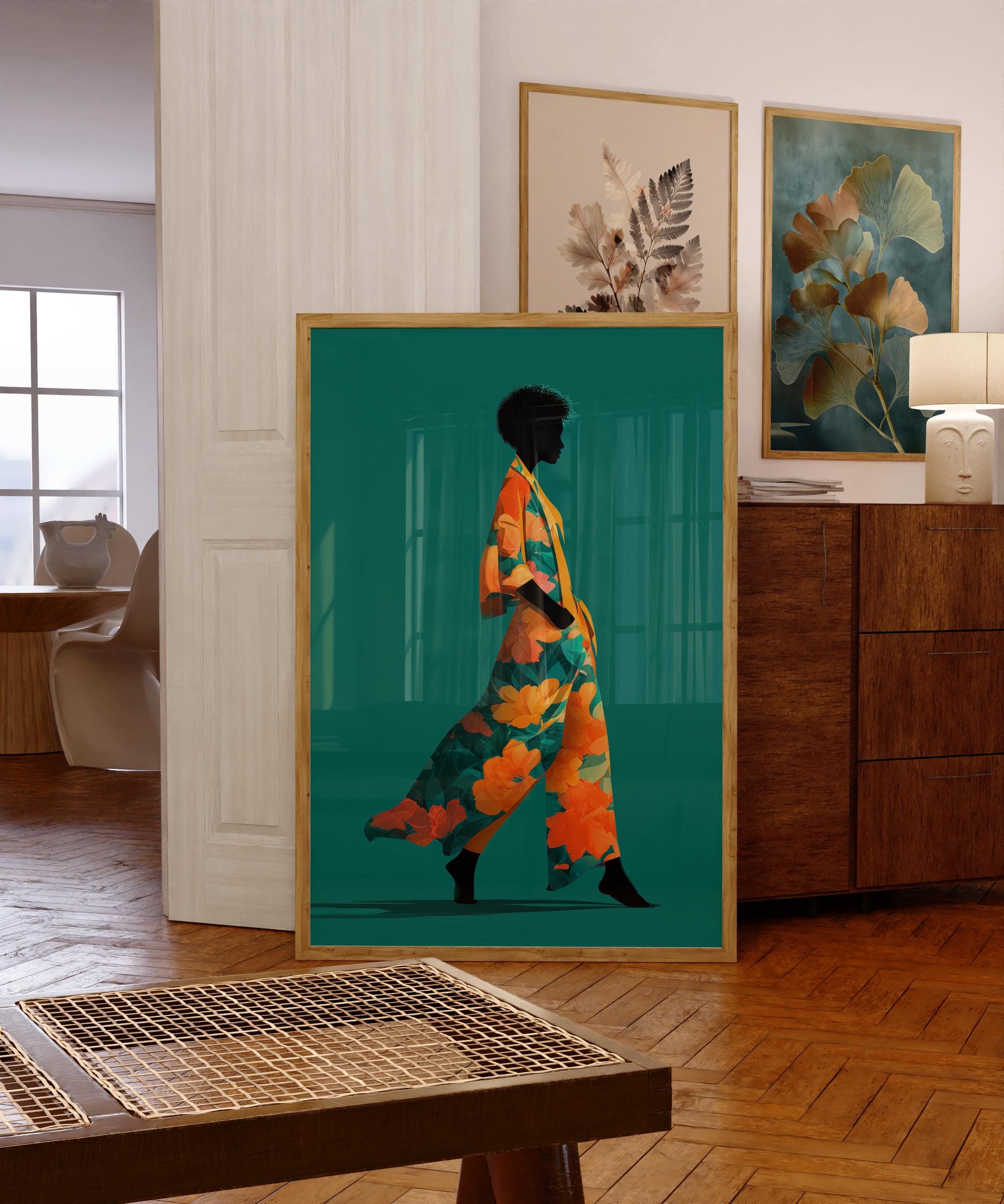 Modern African Woman Wall Art, Afrocentric Fashion Illustration, Modern Bohemian Portrait, Afrocentric Modern Wall Decor, African Print
