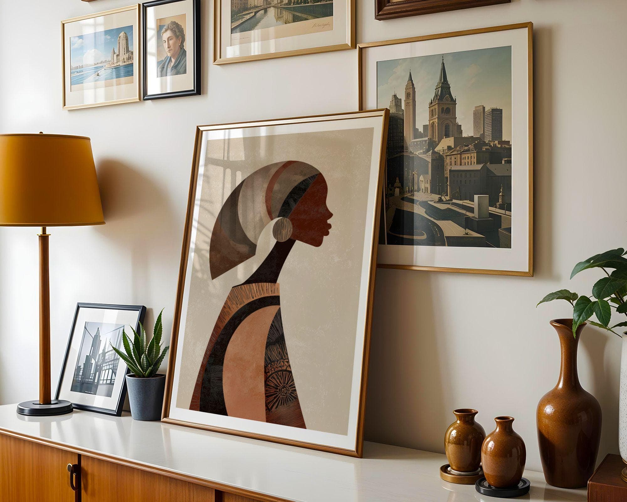 African American Wall Art, Modern Afrocentric Decor, African Art Print, Abstract Black Woman Wall Art Print, Neutral Wall Art Print - view 5
