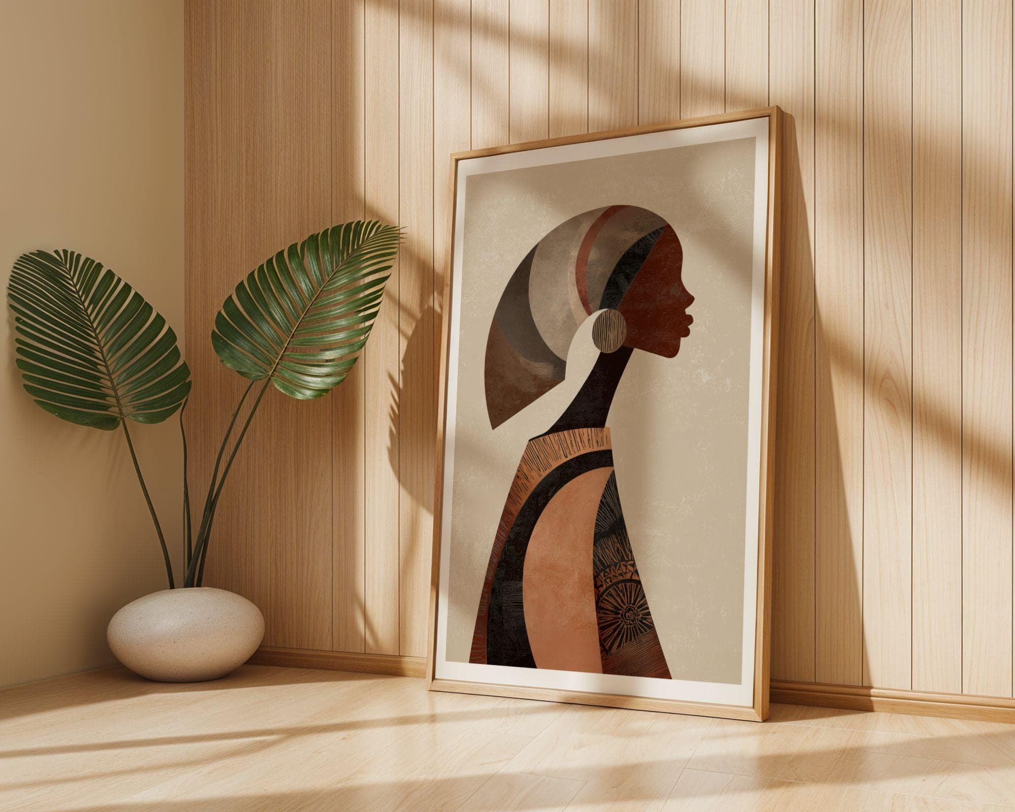 African American Wall Art, Modern Afrocentric Decor, African Art Print, Abstract Black Woman Wall Art Print, Neutral Wall Art Print - view 4