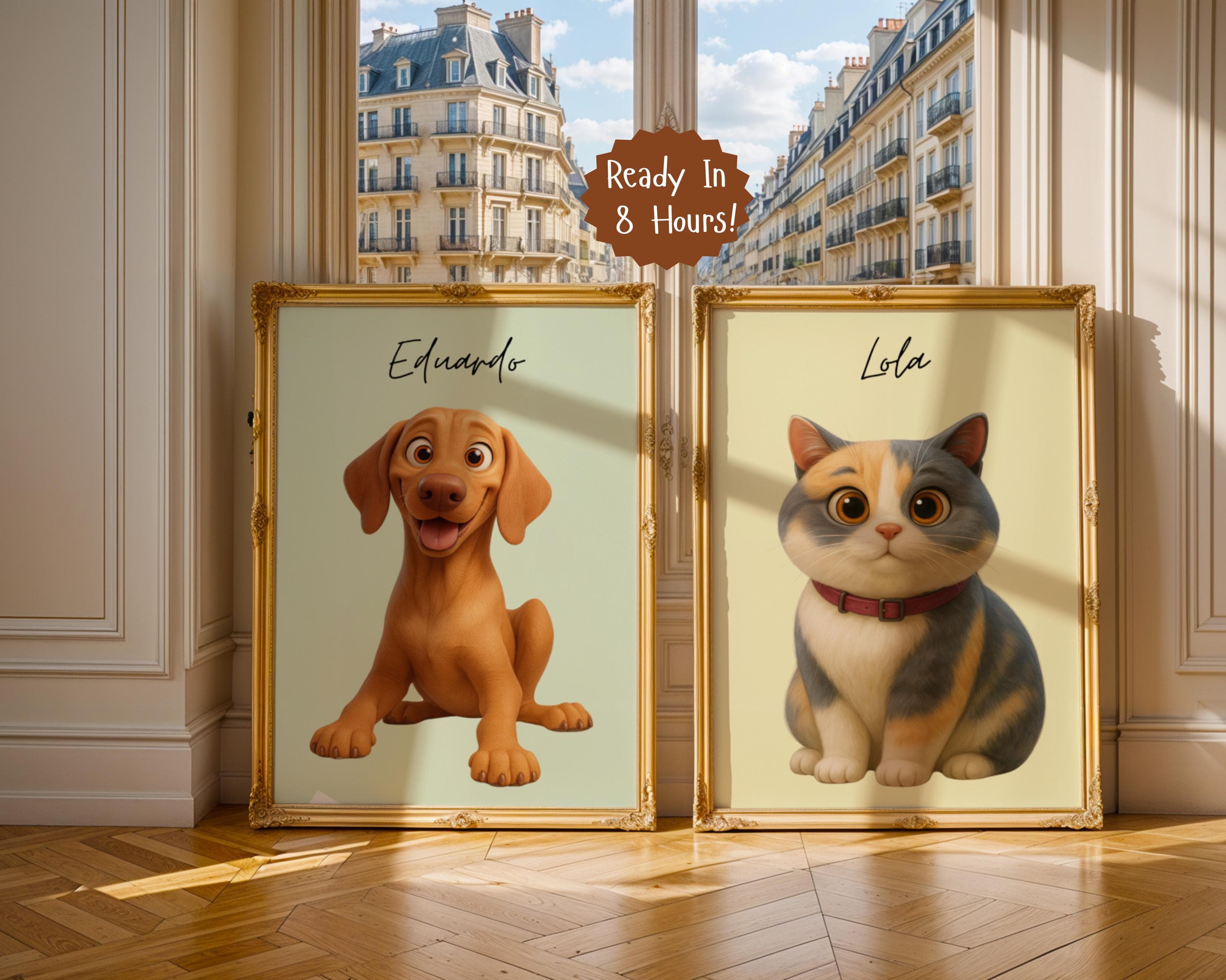 Cartoon Pet Portrait, Custom Dog or Cat Art (Digital Download)