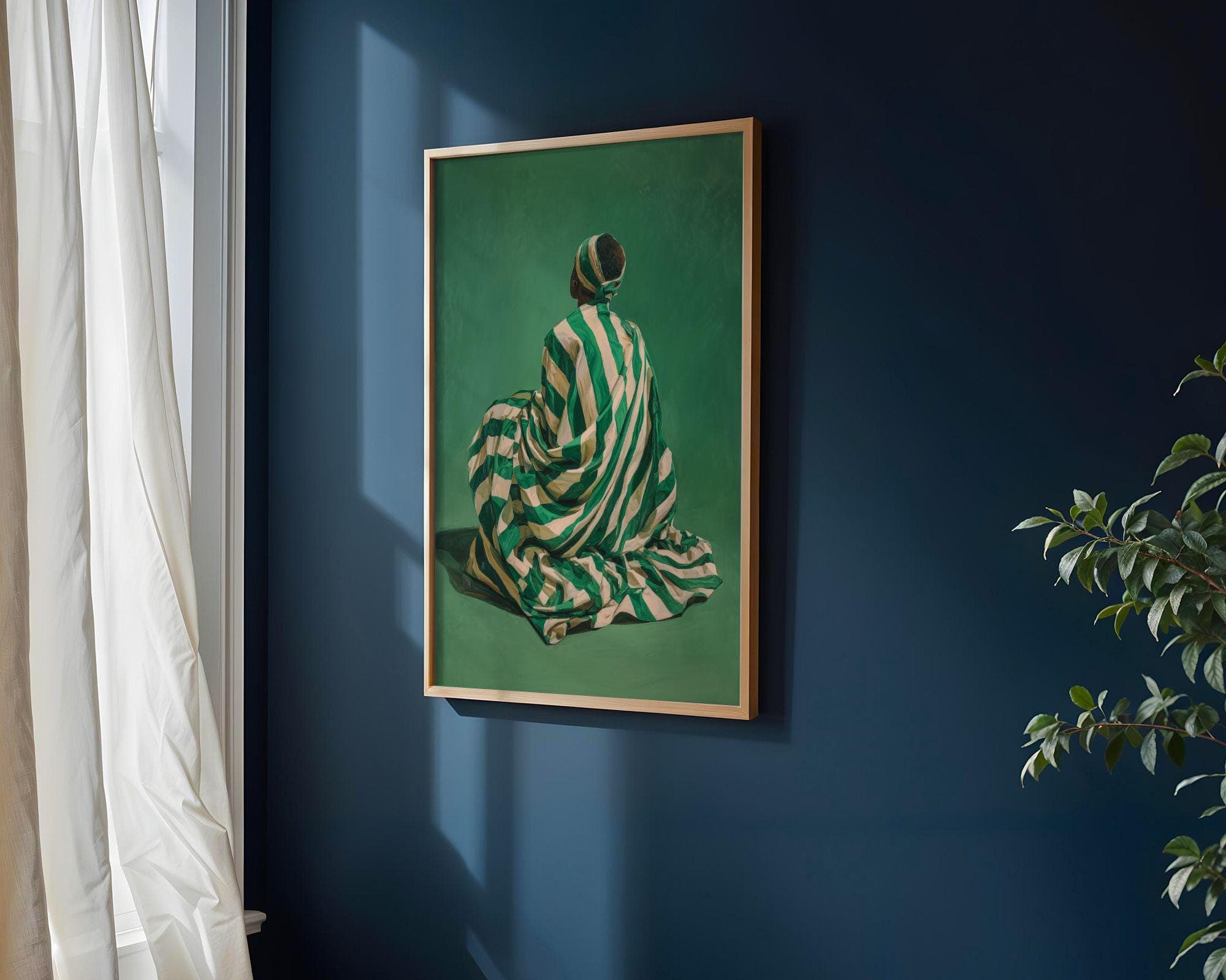 African American Wall Art, Emerald Green Decor, Afrocentric Wall Decor, Emerald Green Background Print, Contemporary Wall Decor, Digital Art - view 2