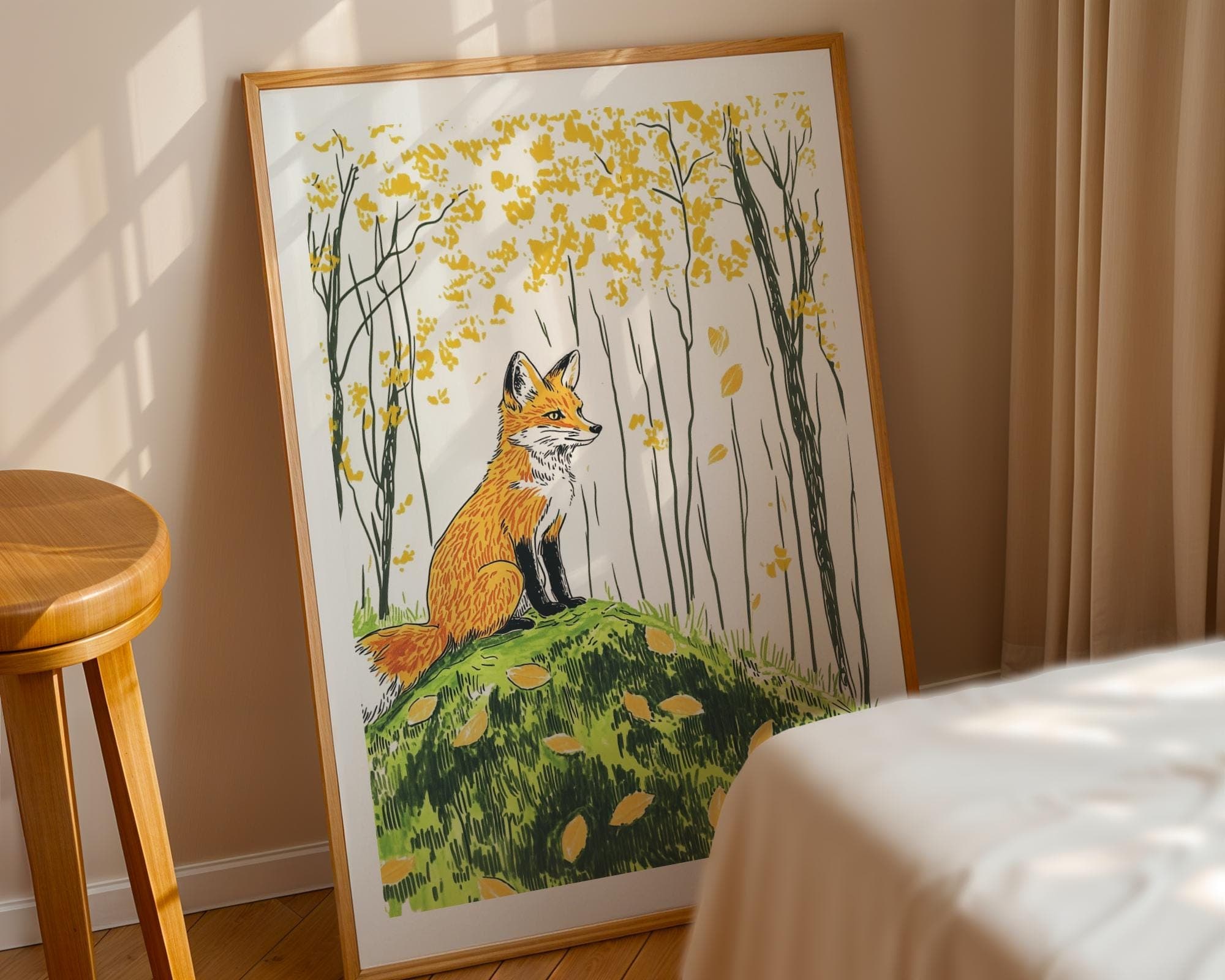 Fox Forest Wall Art, Whimsical Fox Print, Minimalist Woodland Wall Print, Orange Fox Wall Art, Whimsical Animal Wall Poster, Printable Fox - view 6
