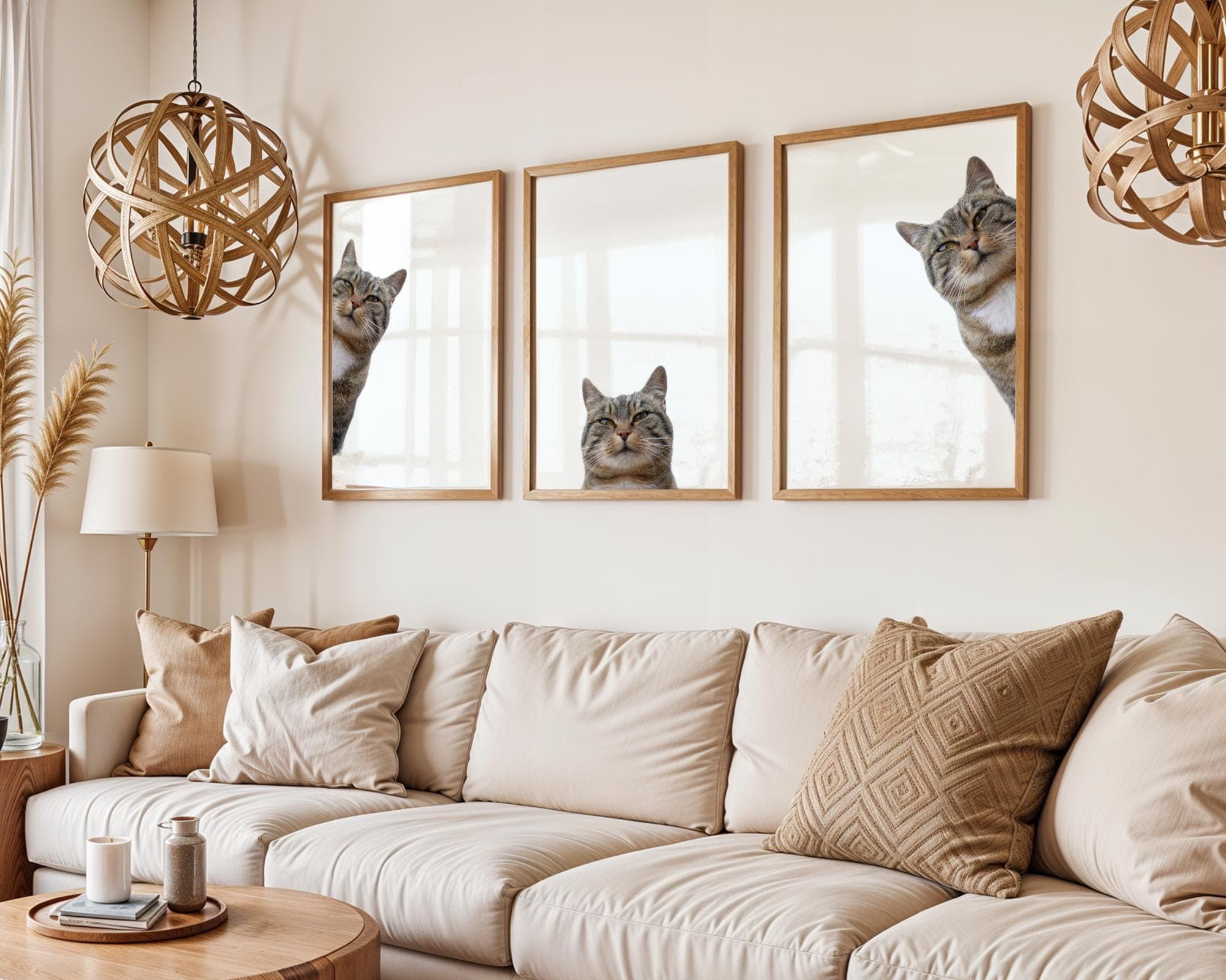 Personalized Dog Cat Art Trio, Minimal Pet Wall Decor Print, Personalized Pet Triptych Wall Art, Printable Dog Cat Wall Trio - view 3