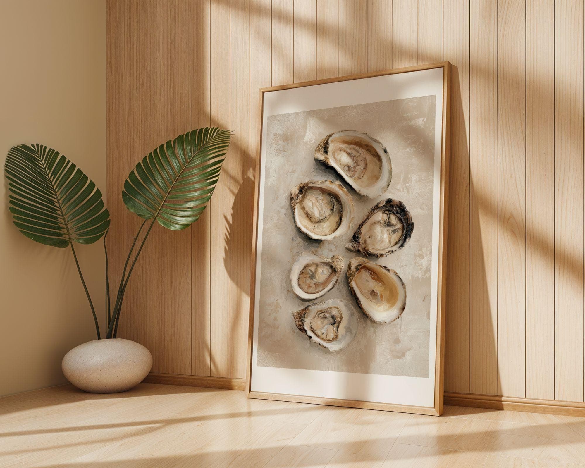 OYSTER Wall Art Print, Coastal Kitchen Decor, Neutral Seafood Painting, Beach House Art, Seafood Wall Art, Oyster Oil Painting Print - view 5