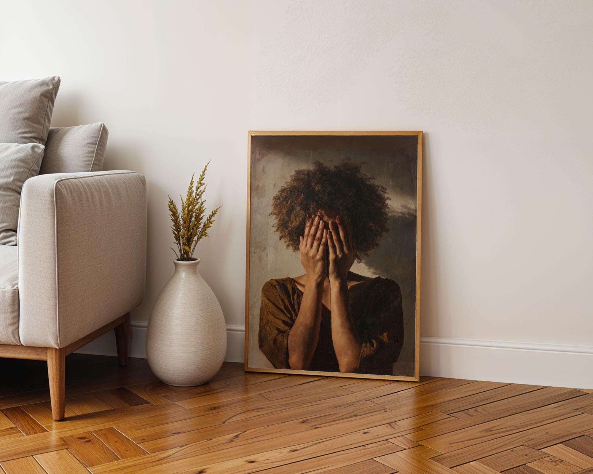 Black Woman Wall Art, Neutral Wall Art, Afrocentric Abstract Black Woman Digital Print, Black Woman Portrait, Afrocentric Wall Art - view 3