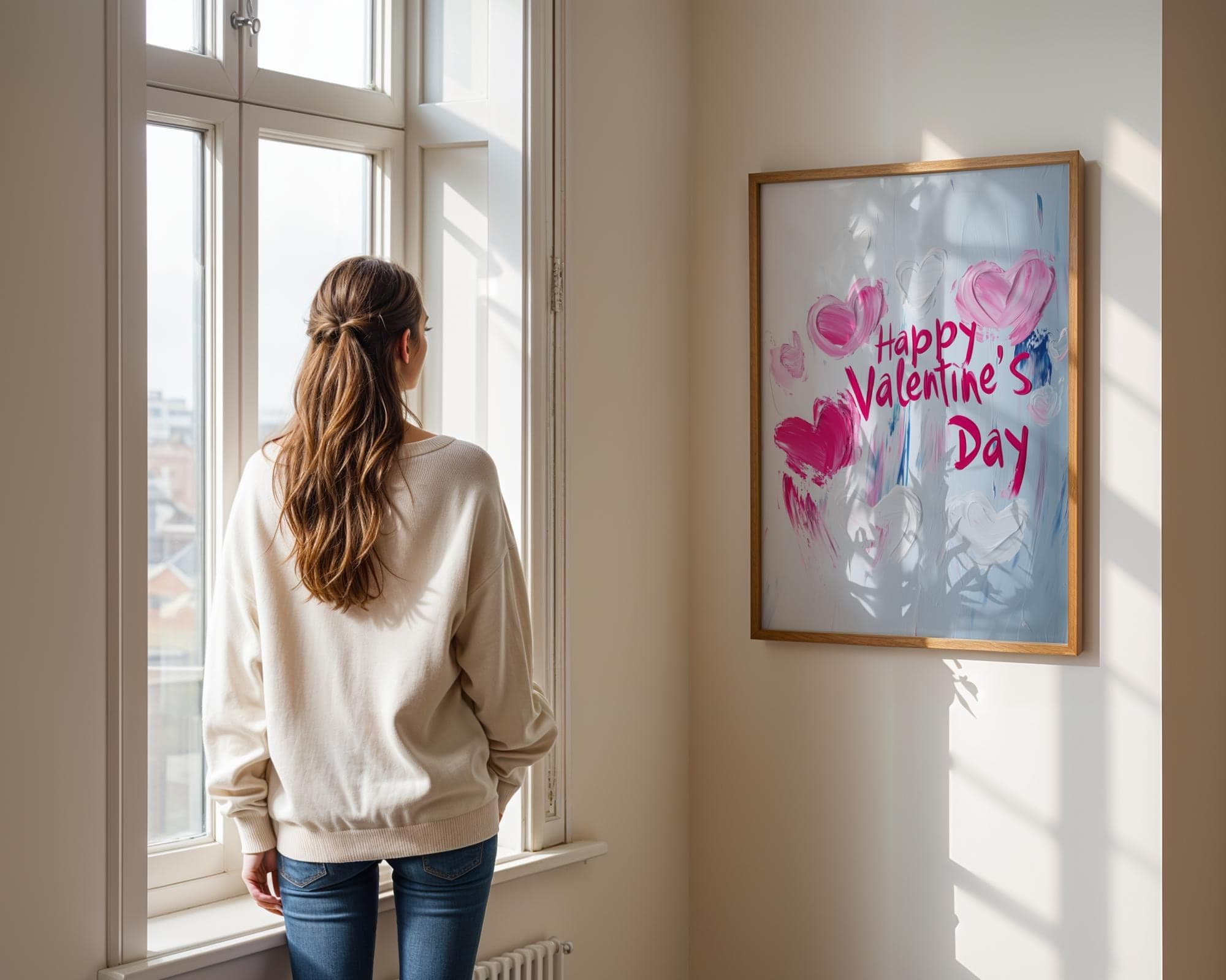 Happy Valentine's Day Wall Art, Heart Oil Painting, Romantic Abstract Art, Valentine's Day Decor, Printable, Digital, Hearts Art Prints - view 7