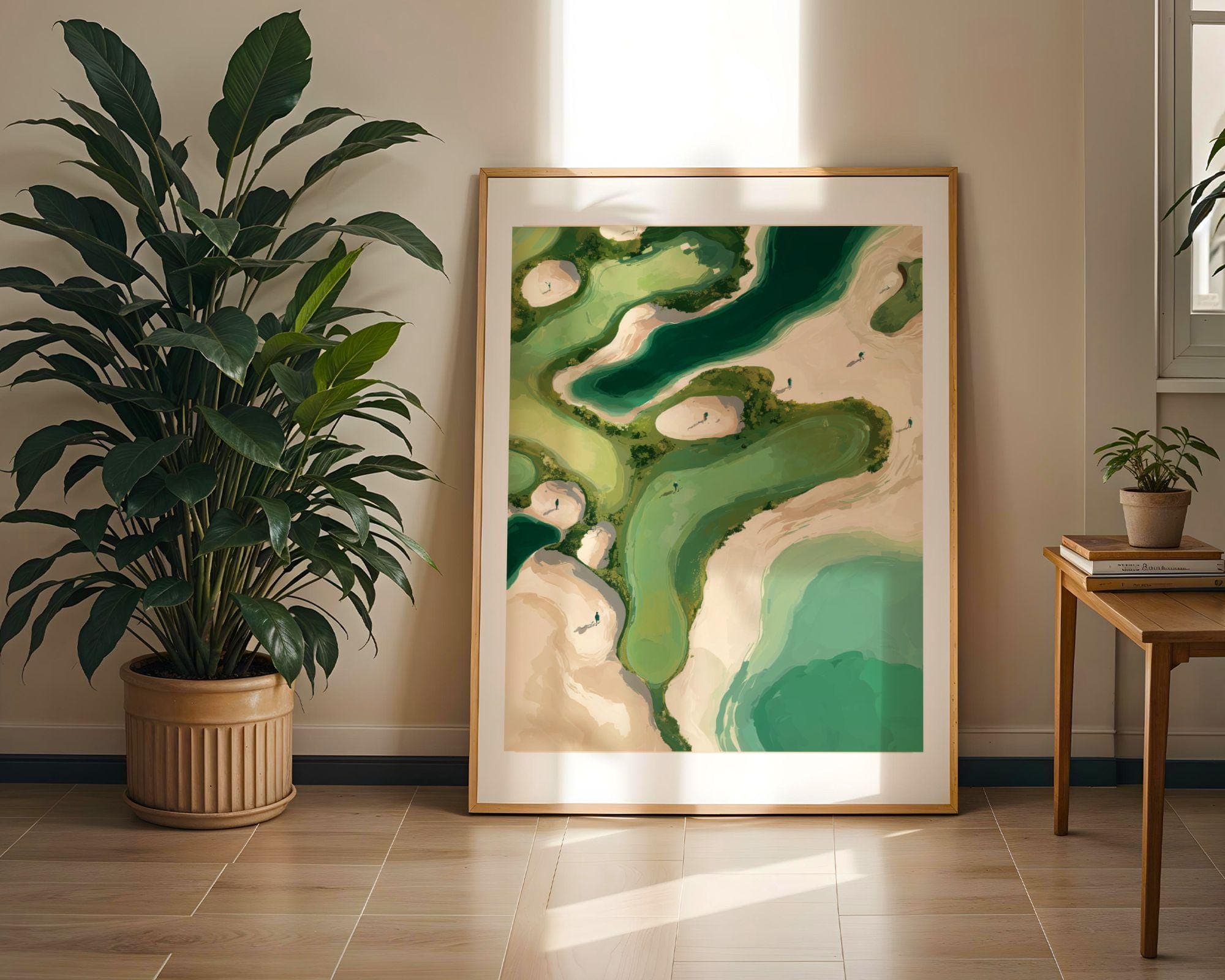 Aerial Coastal Golf Print, Green Golf Course Poster – Impressionist Nature Art, Aerial Golf Wall Print, Abstract Digital Art, Golf Lover art - view 5
