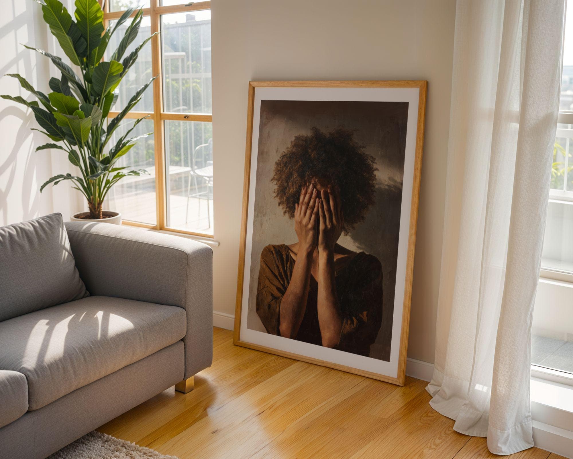 Black Woman Wall Art, Neutral Wall Art, Afrocentric Abstract Black Woman Digital Print, Black Woman Portrait, Afrocentric Wall Art - view 7