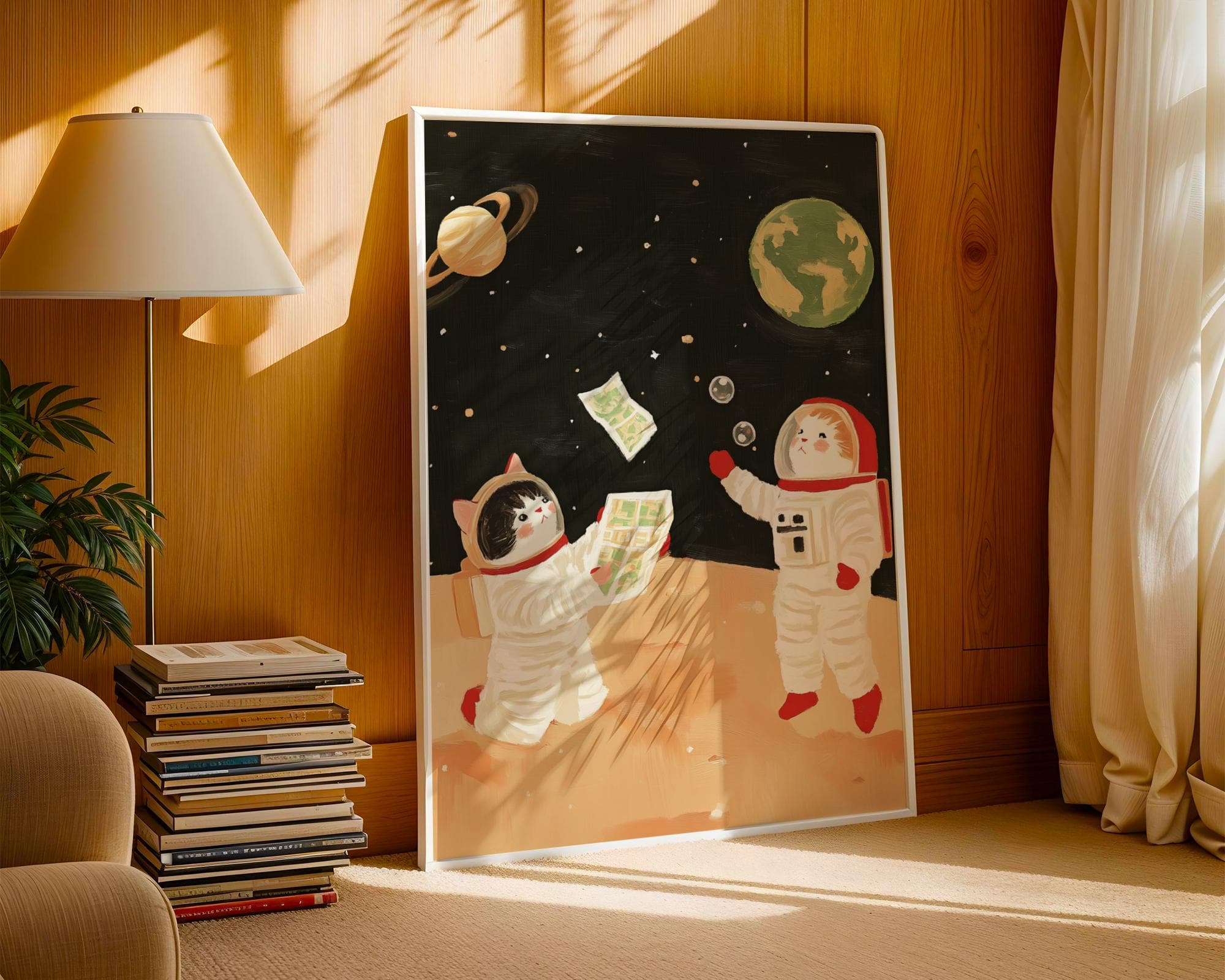 Astronaut Cat Art Print, Kids Room Cosmic Wall Decor (Digital Download) - view 5