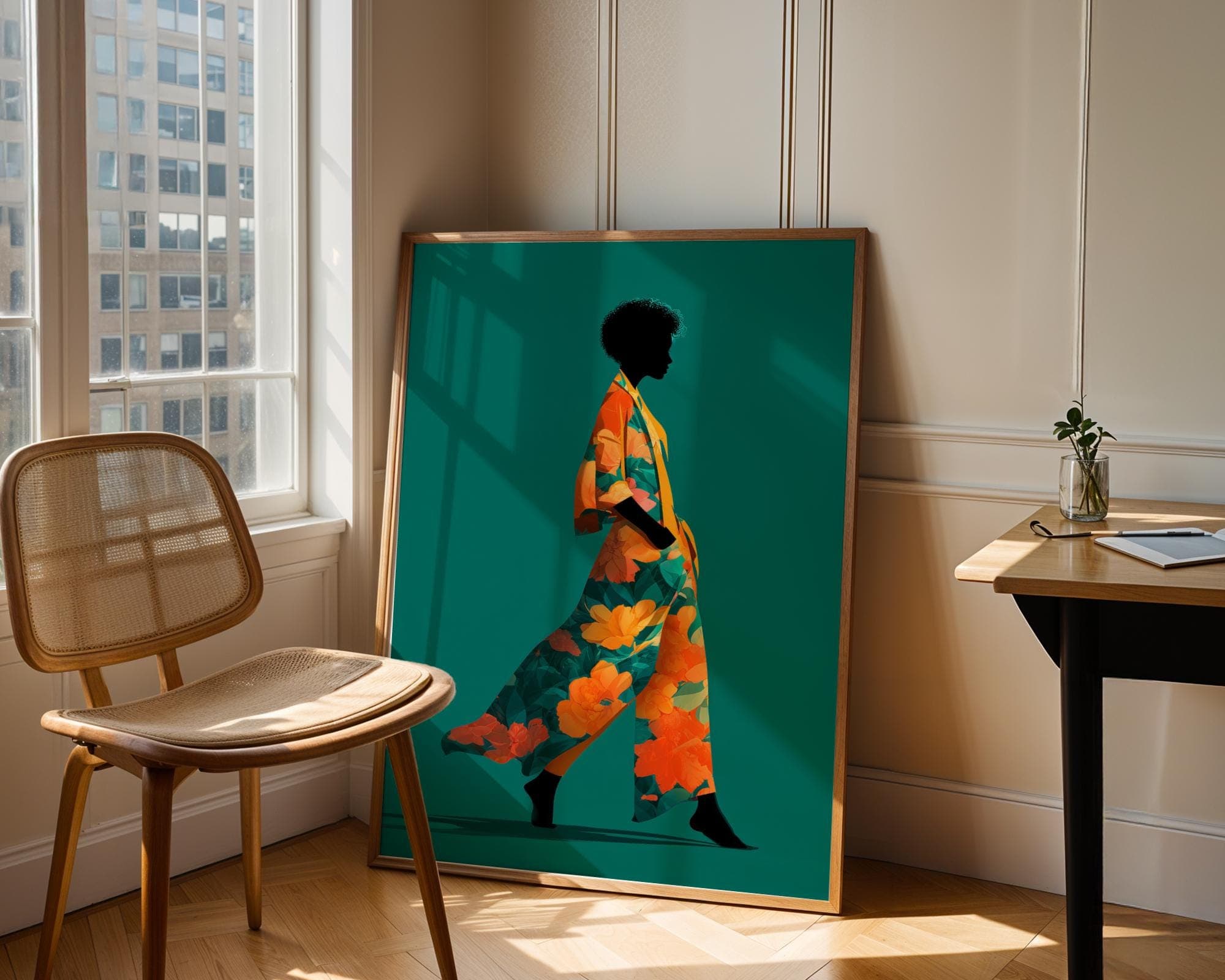 Modern African Woman Wall Art, Afrocentric Fashion Illustration, Modern Bohemian Portrait, Afrocentric Modern Wall Decor, African Print - view 2
