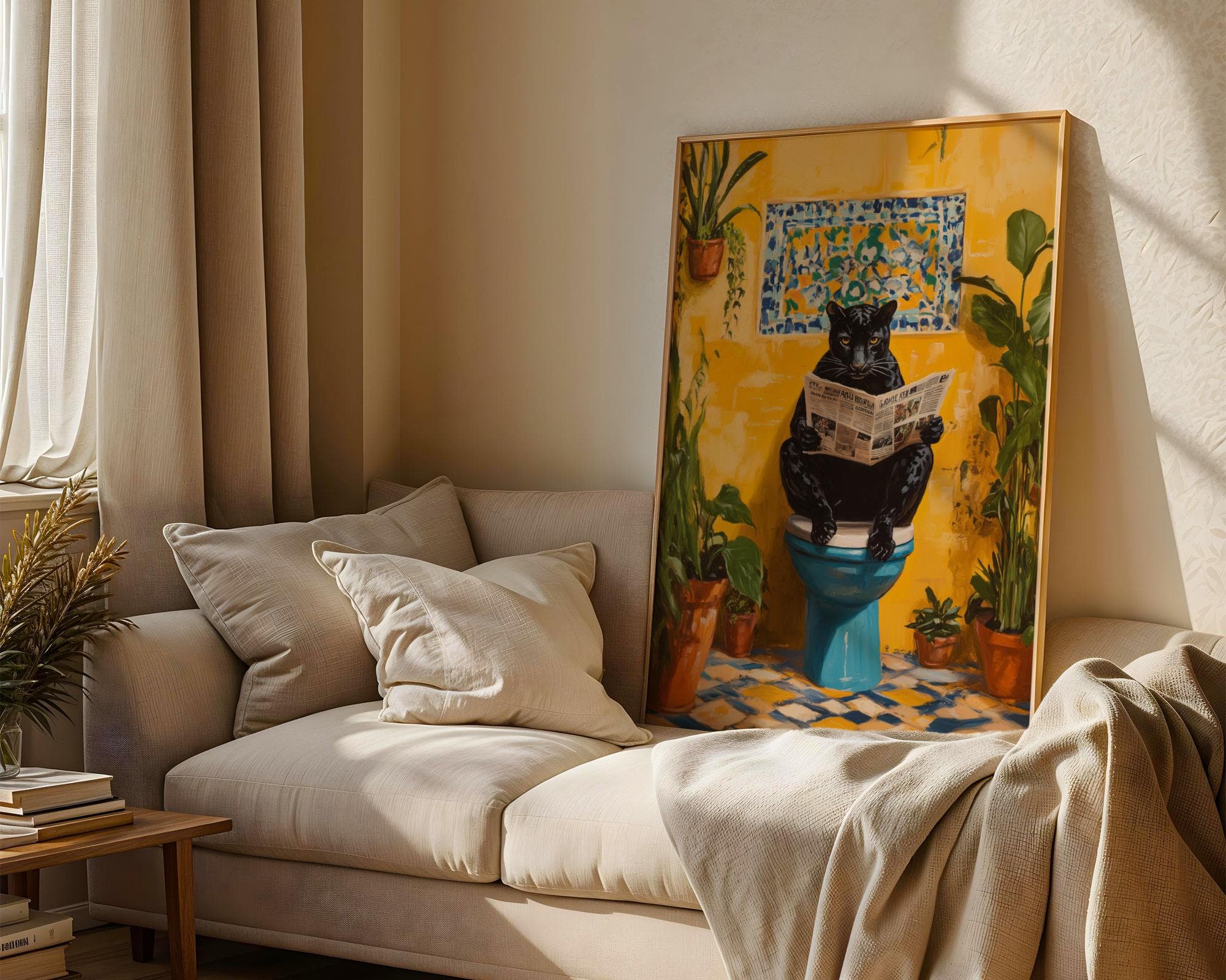 Funny Black Panther Bathroom Art, Quirky Jungle Wall Decor, Black Panther on Toilet,Funny Bathroom Decor, Funky Toilet Art,Quirky Animal Art - view 4