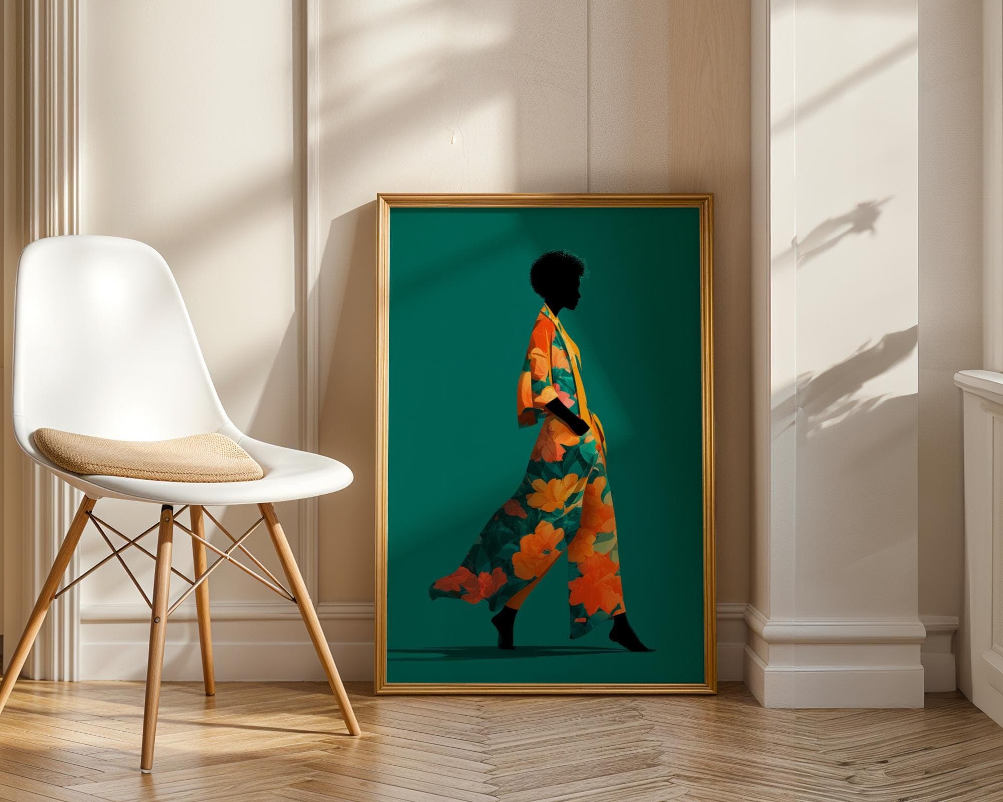 Modern African Woman Wall Art, Afrocentric Fashion Illustration, Modern Bohemian Portrait, Afrocentric Modern Wall Decor, African Print - view 5