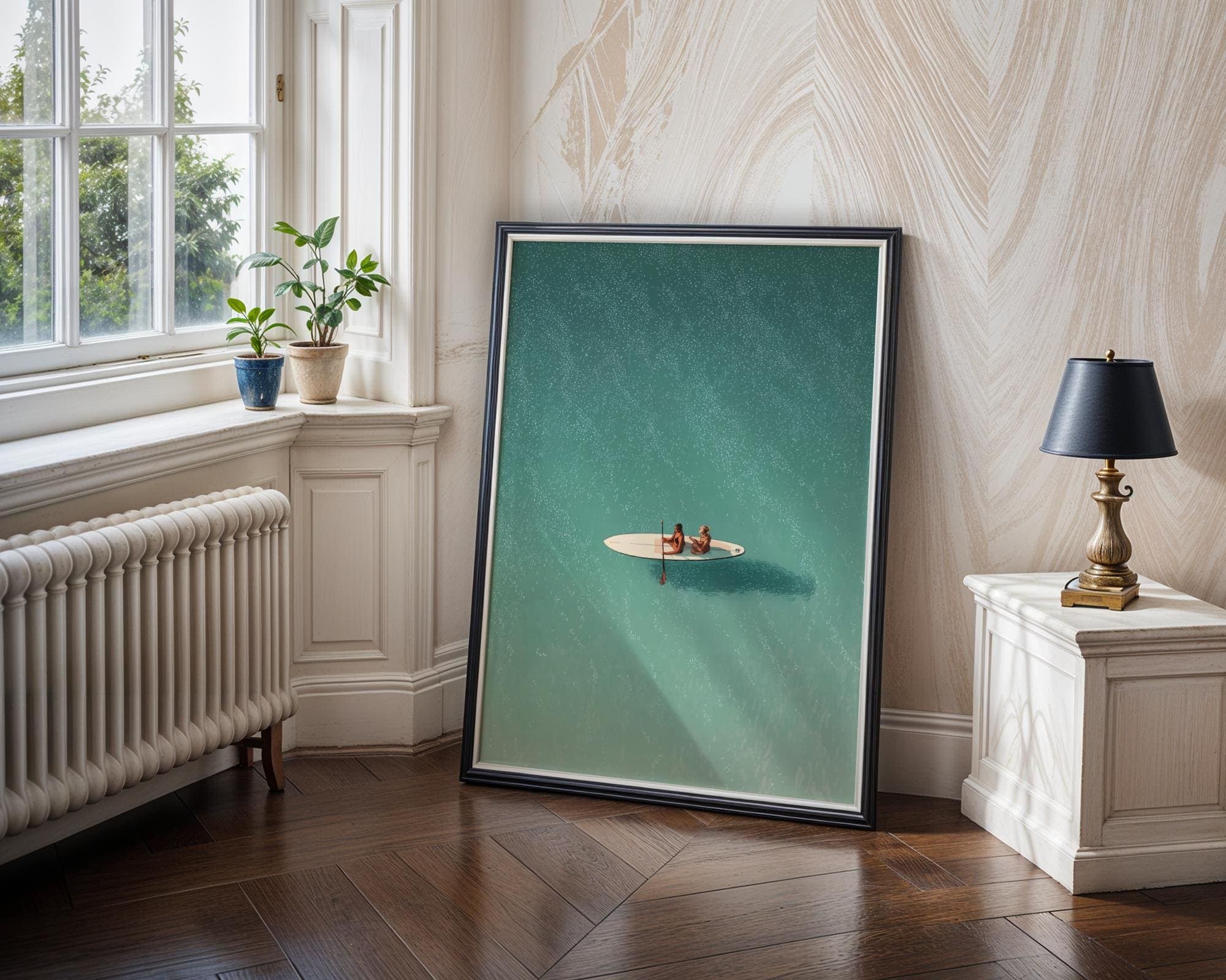 Paddleboard Wall Art, Sage Green Summer Poster, Minimalist Printable Wall Art, Gift for Ocean Lovers, Minimalist Coastal Decor, Cute Summer - view 6