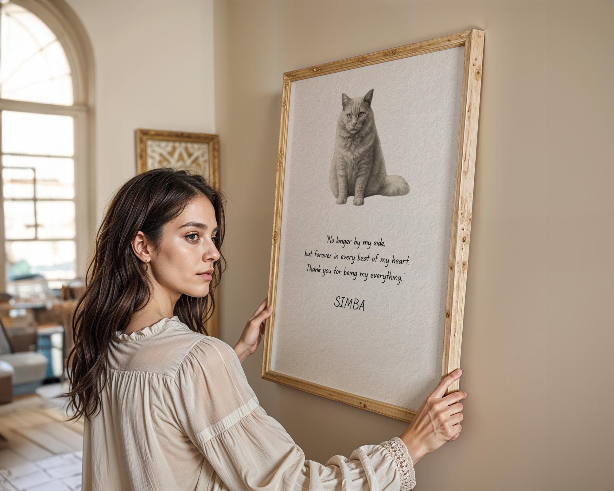 Personalized Pet Memorial Wall Art with Name and Quote, Pet Memorial Art, Custom Pet Sympathy Print, Dog Loss Memory Art, Cat Loss Memorial - view 3