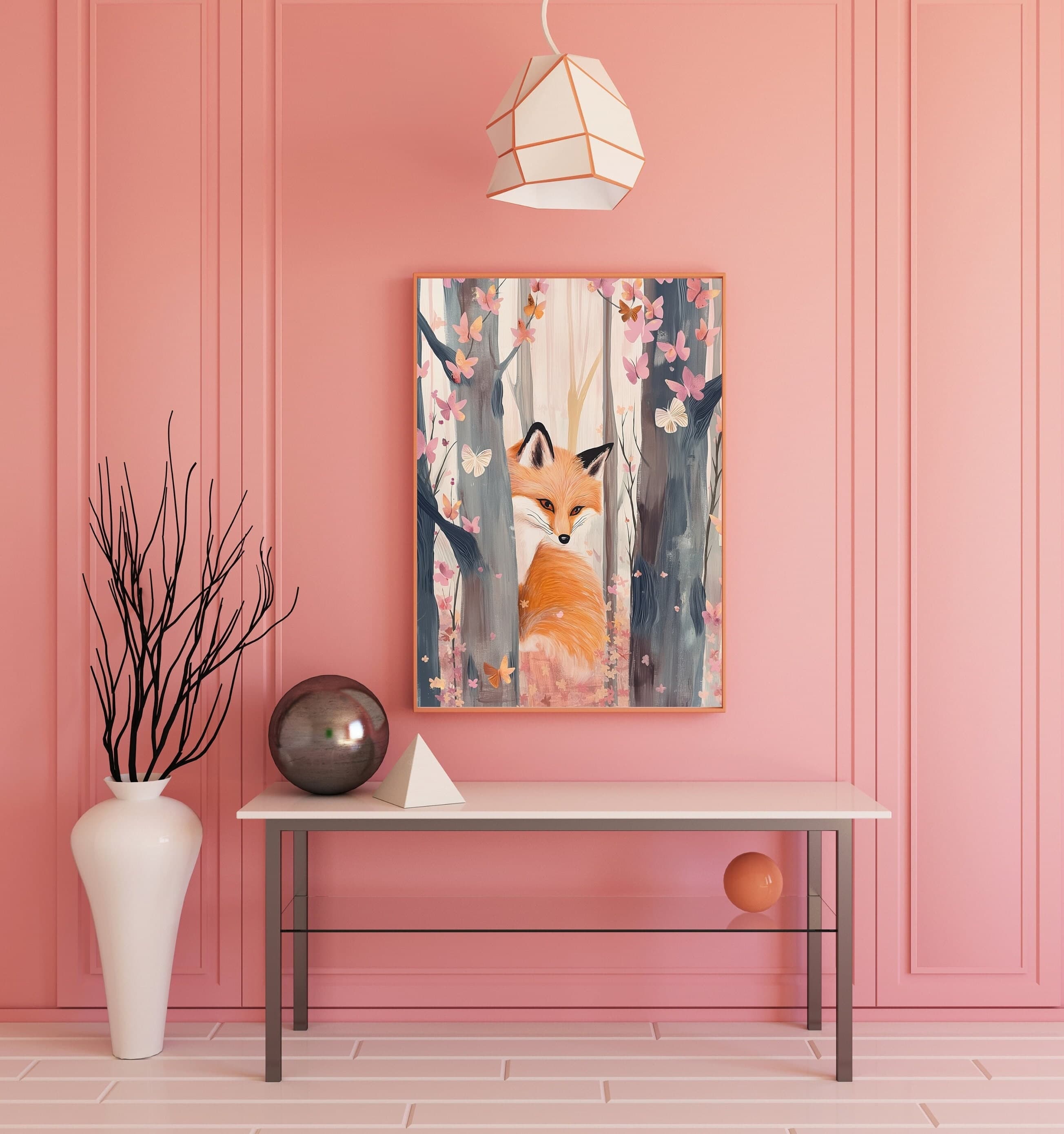 Whimsical Fox Poster, Oil Painting, Colorful Digital Fox and Butterflies Oil Painting, Colorful Fox Print, Butterfly and Fox Art, Fox Decor - view 7