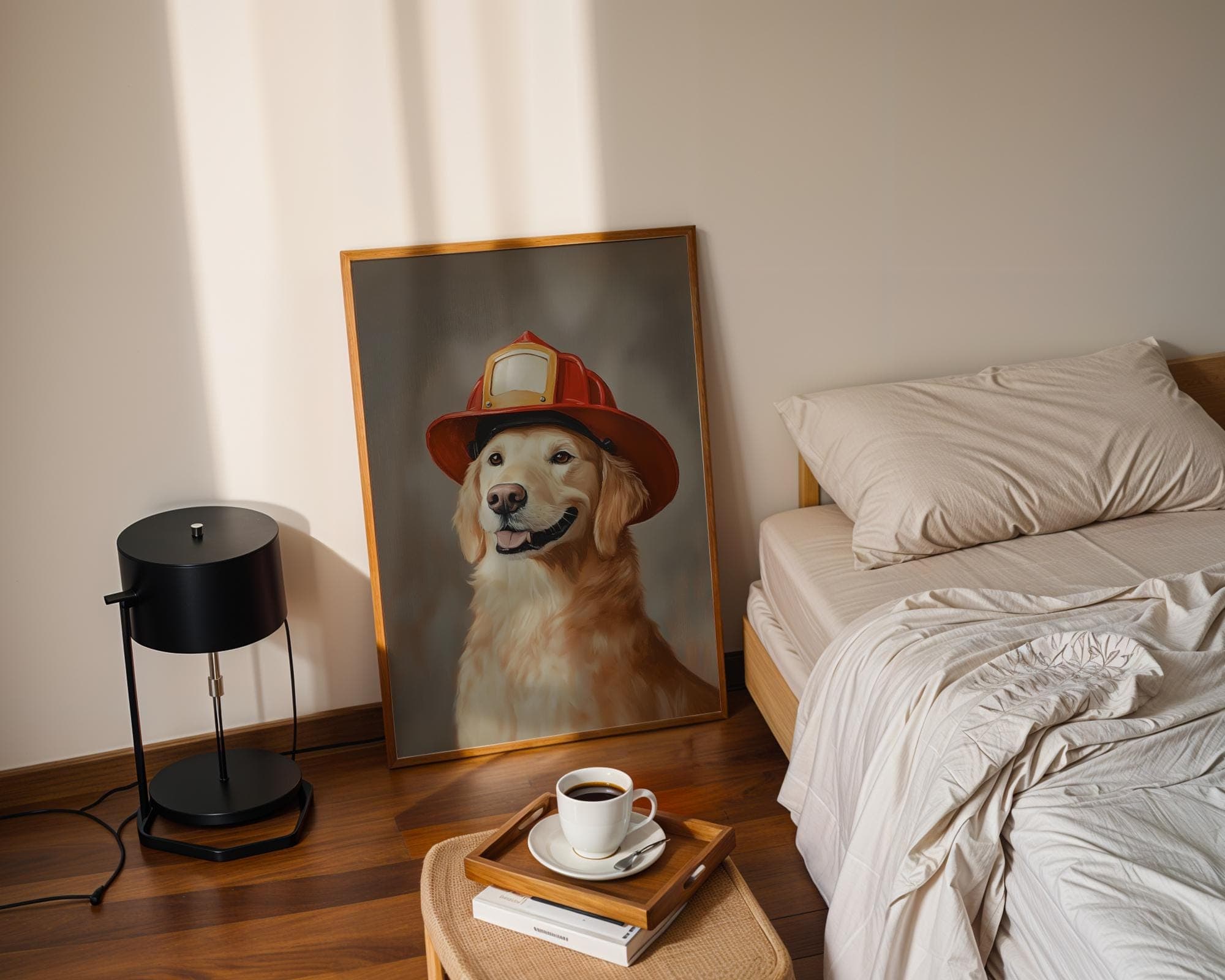 Hero Dog Wall Poster, Artful Dog Gift, Golden Retriever Print, Rustic Brown Background Decor, Printable Golden Retriever, Cute Dog Print - view 2